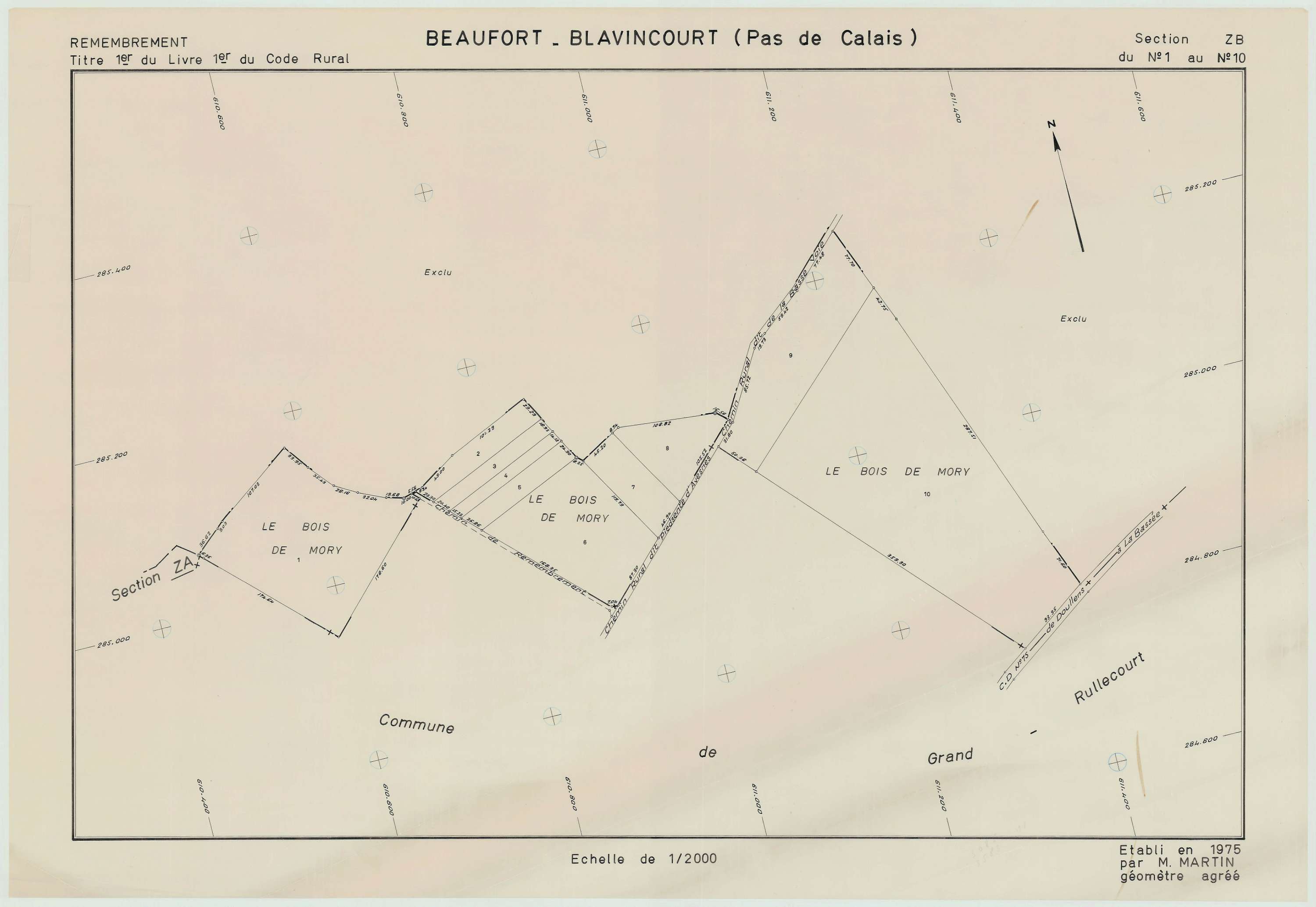 Beaufort-Blavincourt - Plan de remembrement : section ZB.