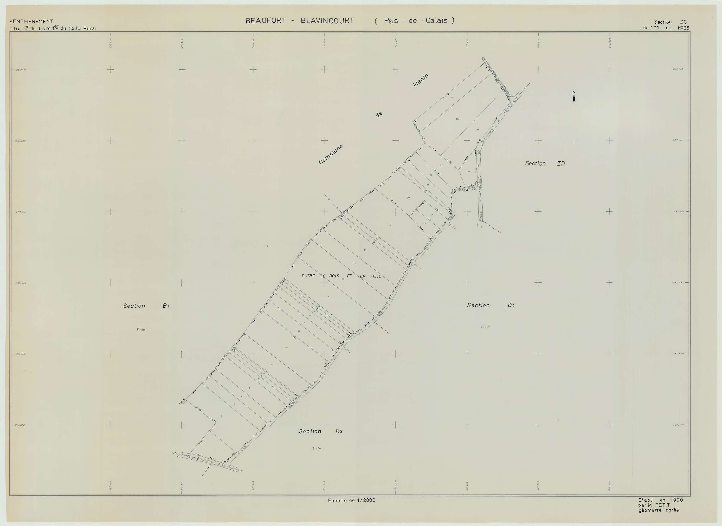 Beaufort-Blavincourt - Plan de remembrement : section ZC.