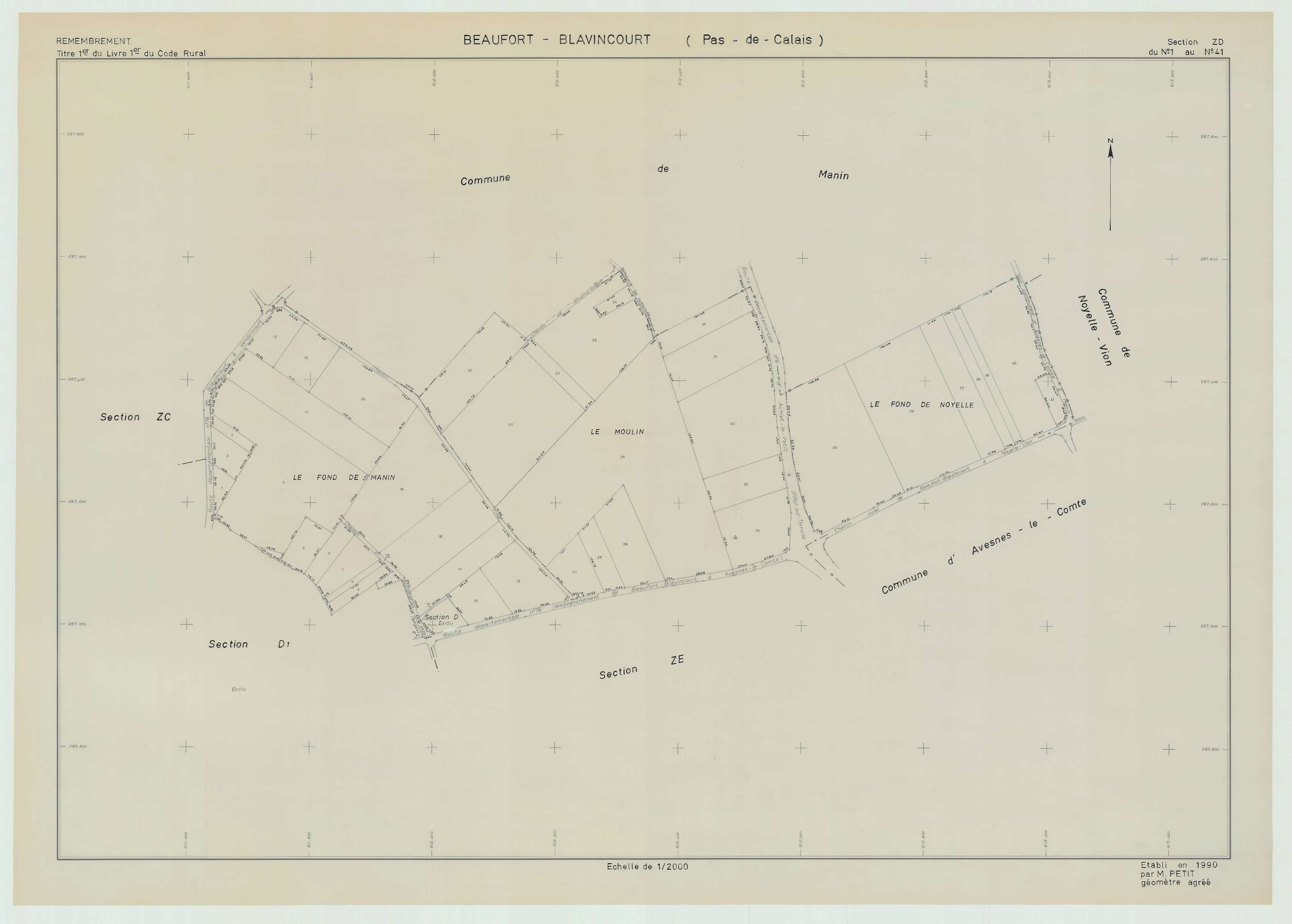 Beaufort-Blavincourt - Plan de remembrement : section ZD.