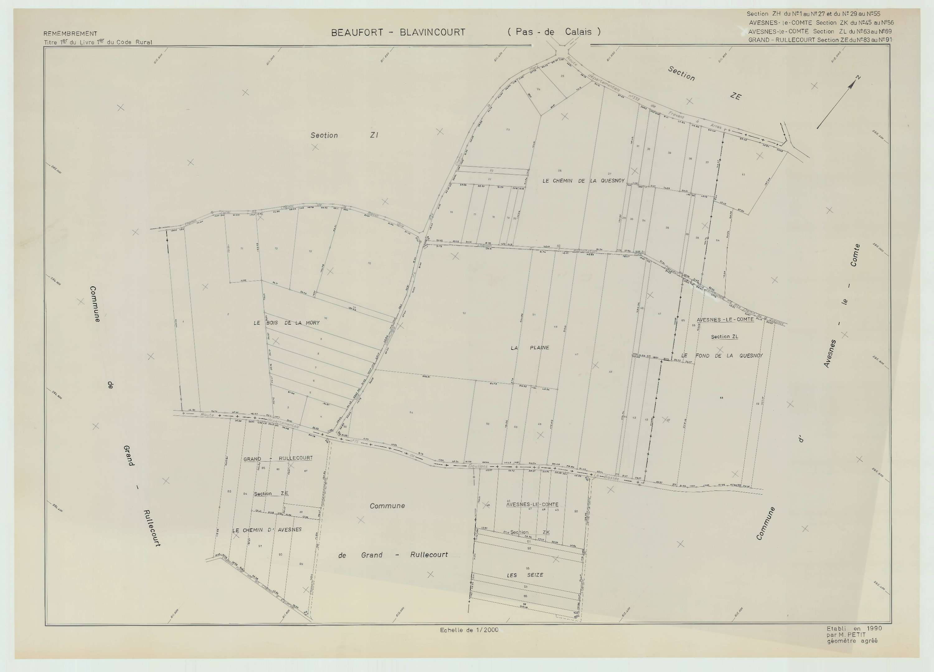 Beaufort-Blavincourt - Plan de remembrement : section ZH.