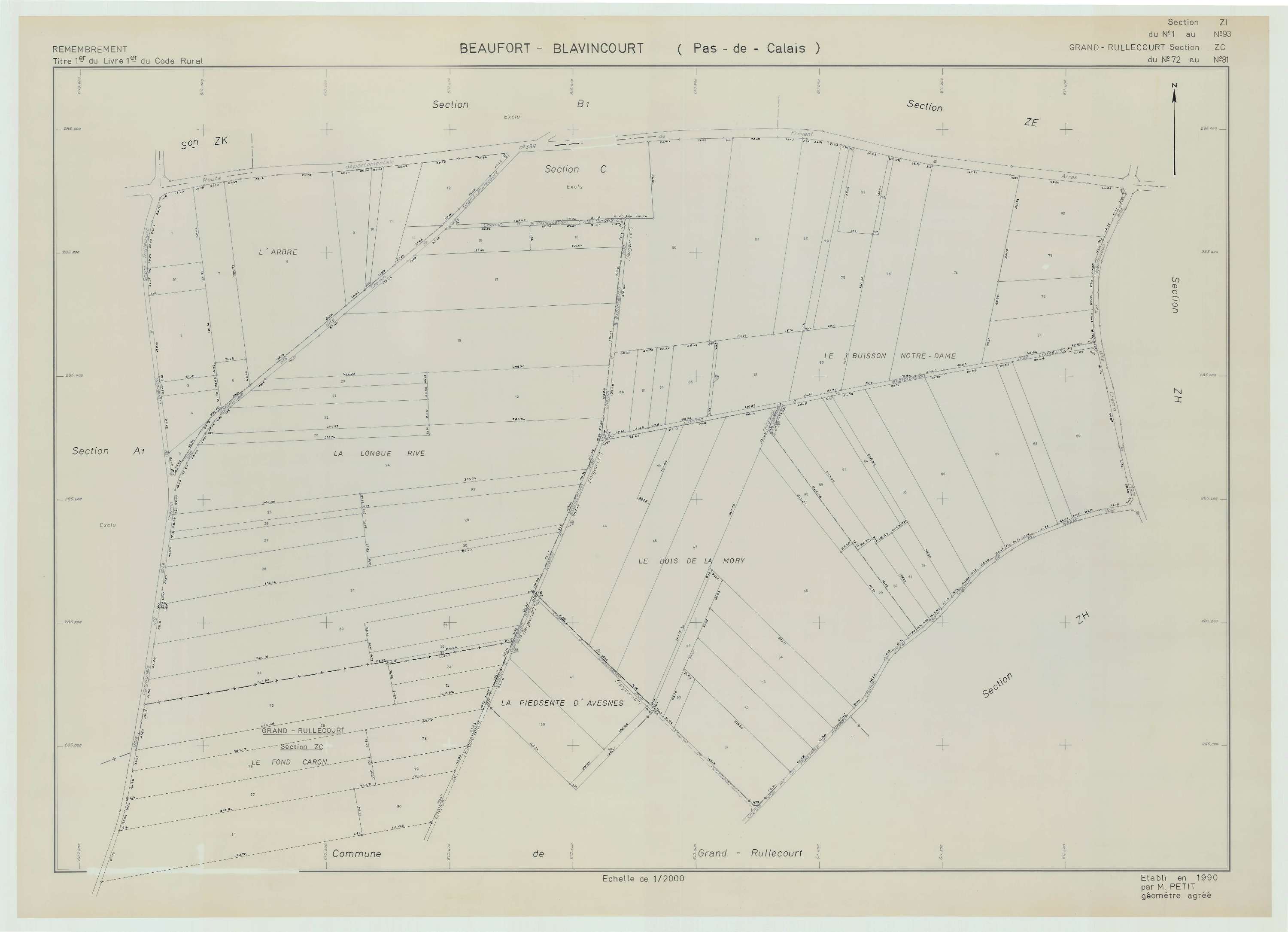 Beaufort-Blavincourt - Plan de remembrement : section ZI.