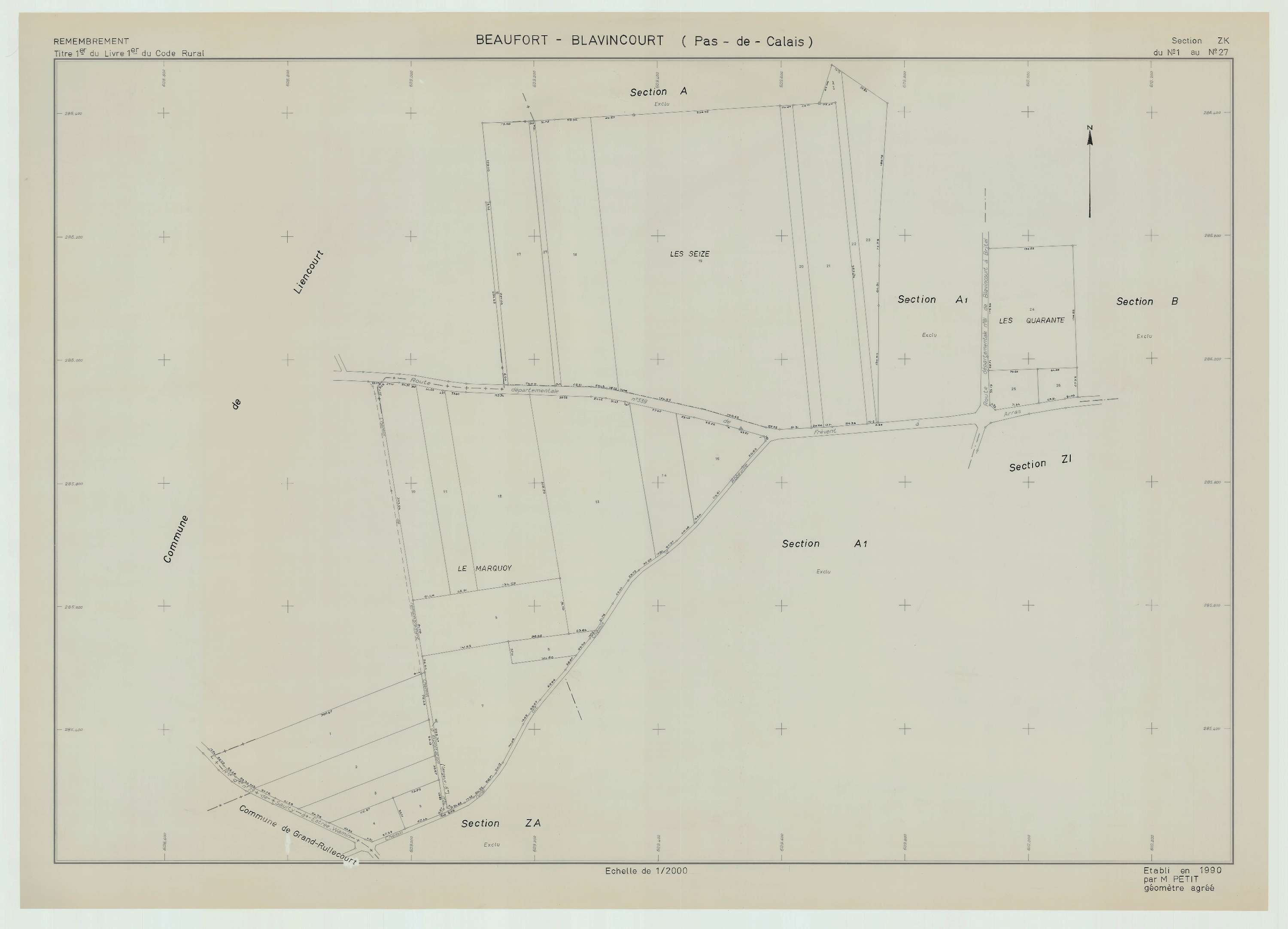 Beaufort-Blavincourt - Plan de remembrement : section ZK.
