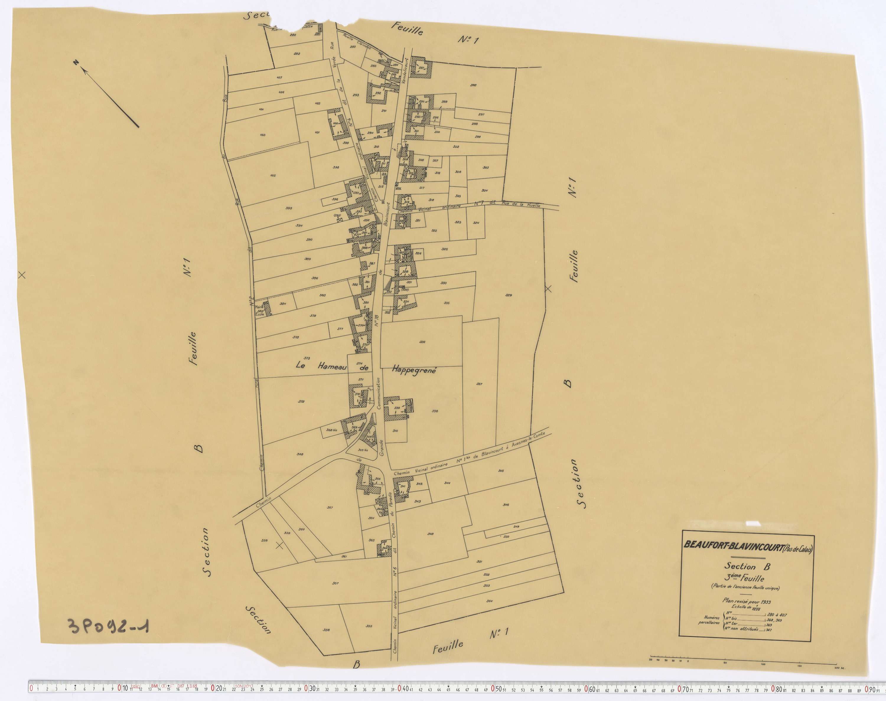 Beaufort-Blavincourt - Section B, feuille 3.