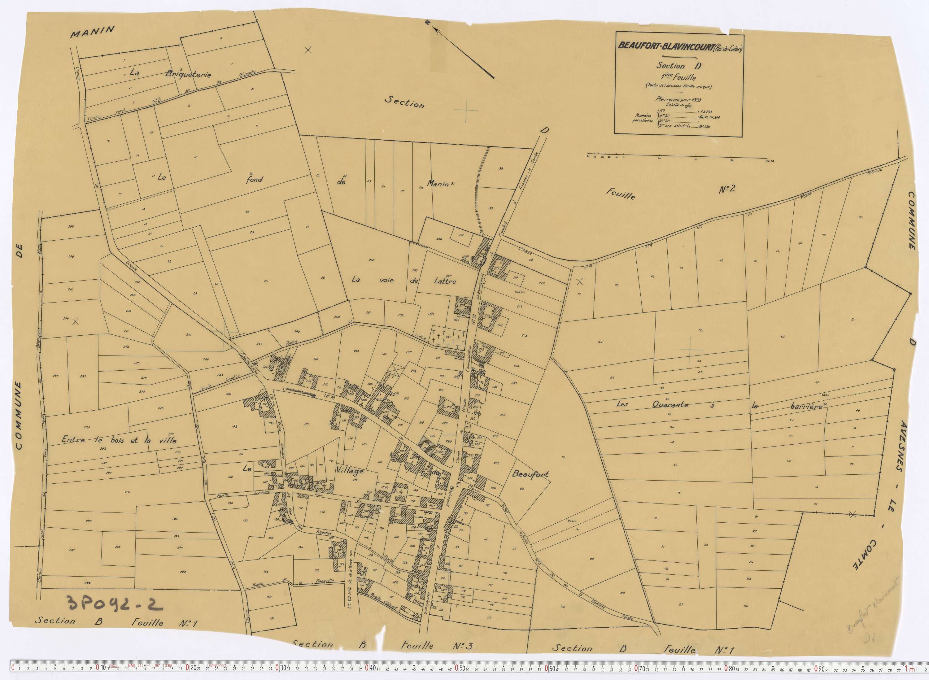 Beaufort-Blavincourt - Section D, feuille 1.