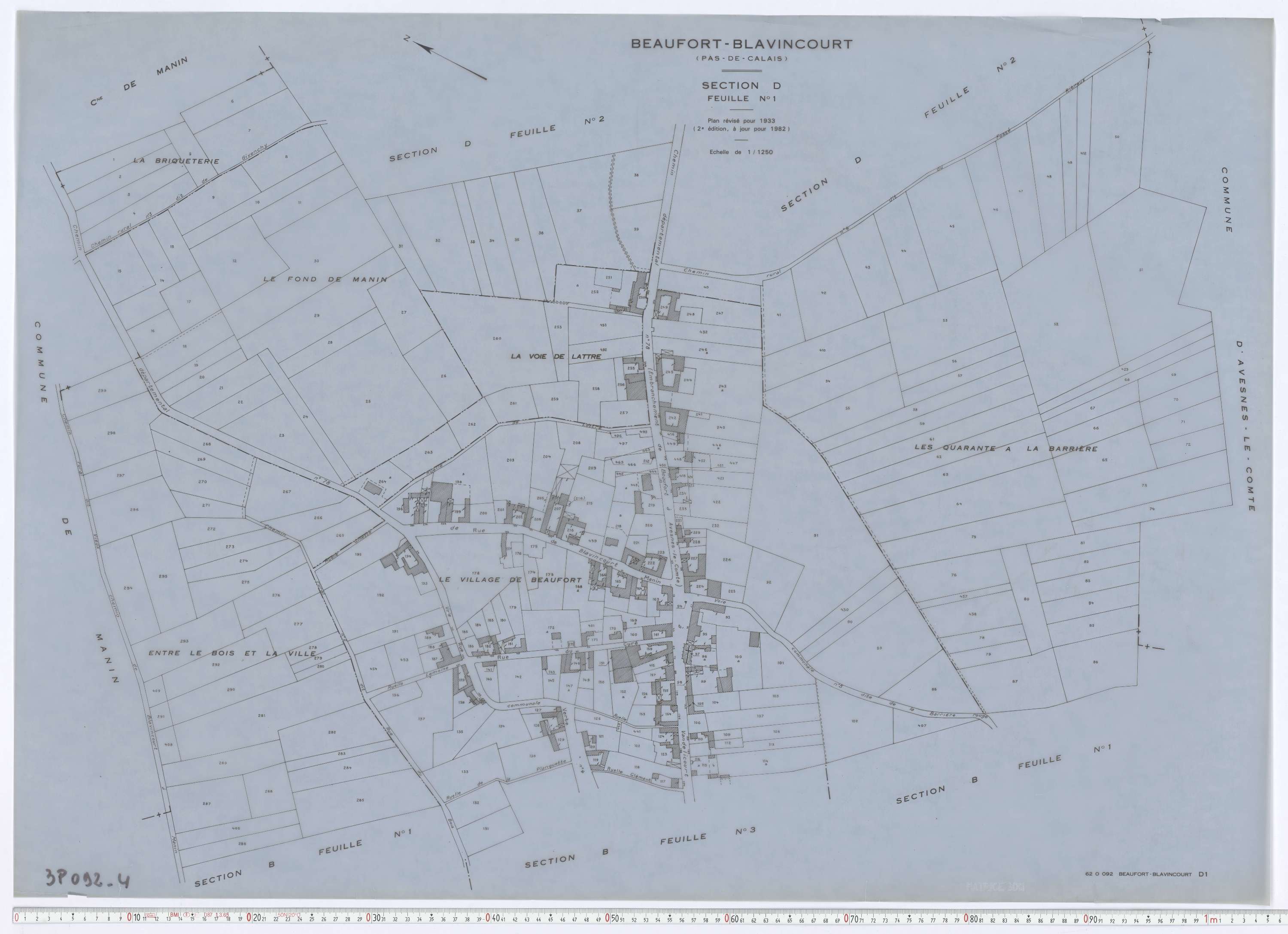 Beaufort-Blavincourt - Section D, feuille 1.