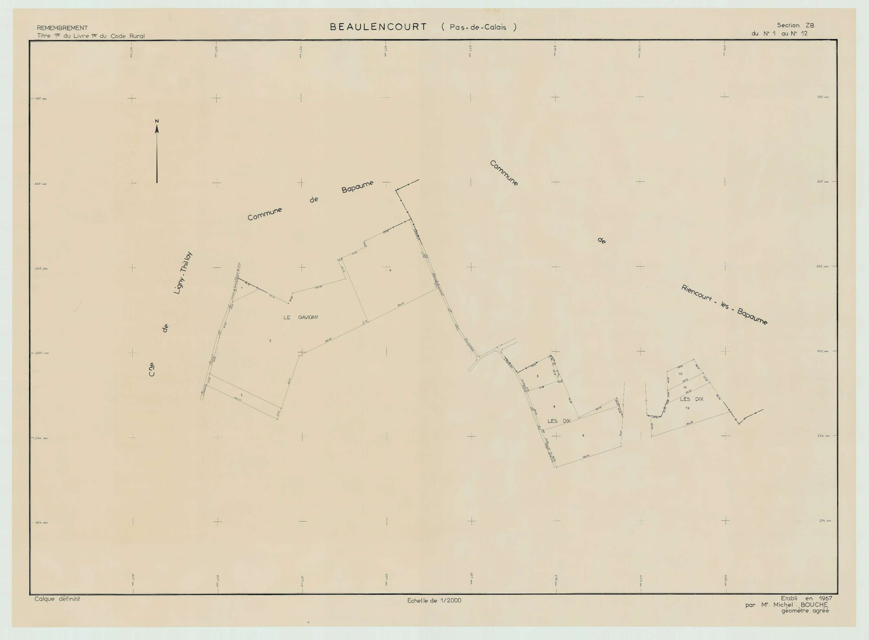 Beaulencourt - Plan de remembrement : section ZB.