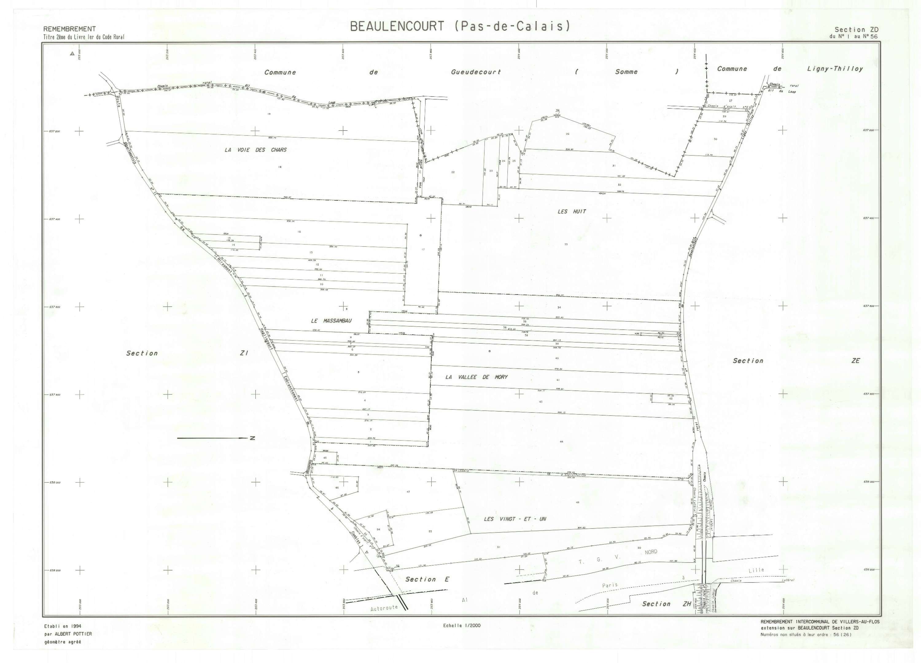 Beaulencourt - Plan de remembrement : section ZD.