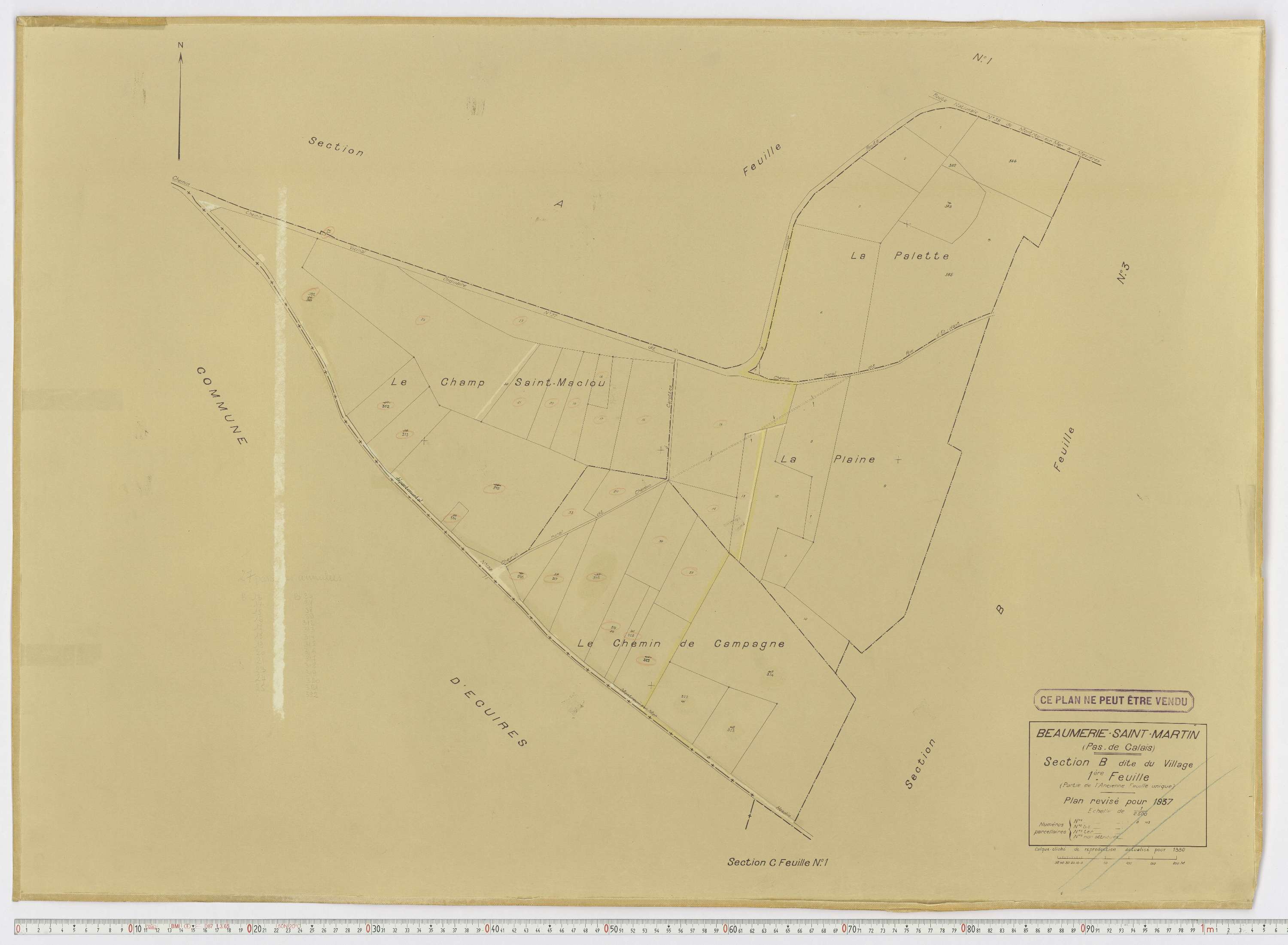 Beaumerie-Saint-Martin - Section B, feuille 1.