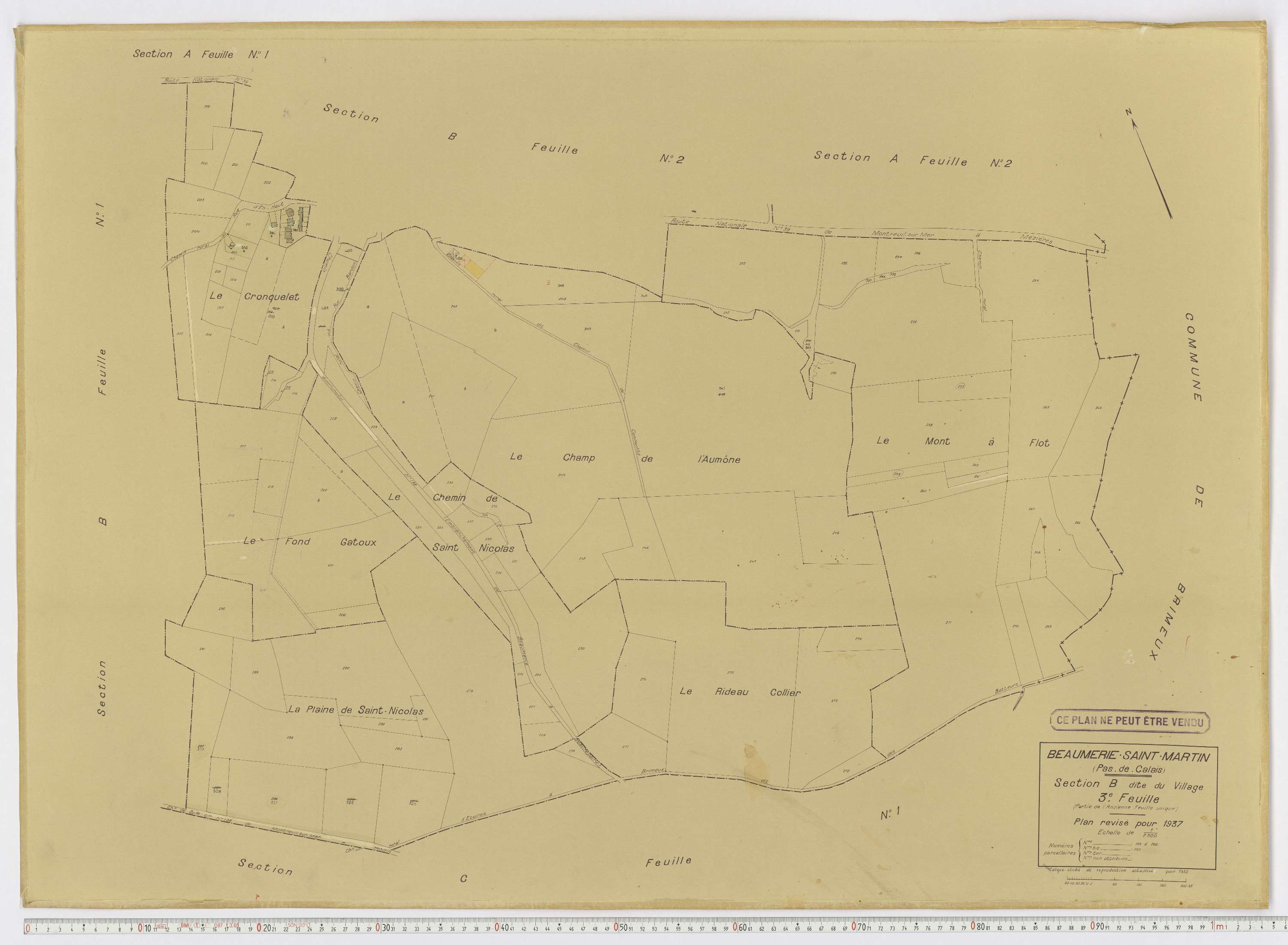 Beaumerie-Saint-Martin - Section B, feuille 3.