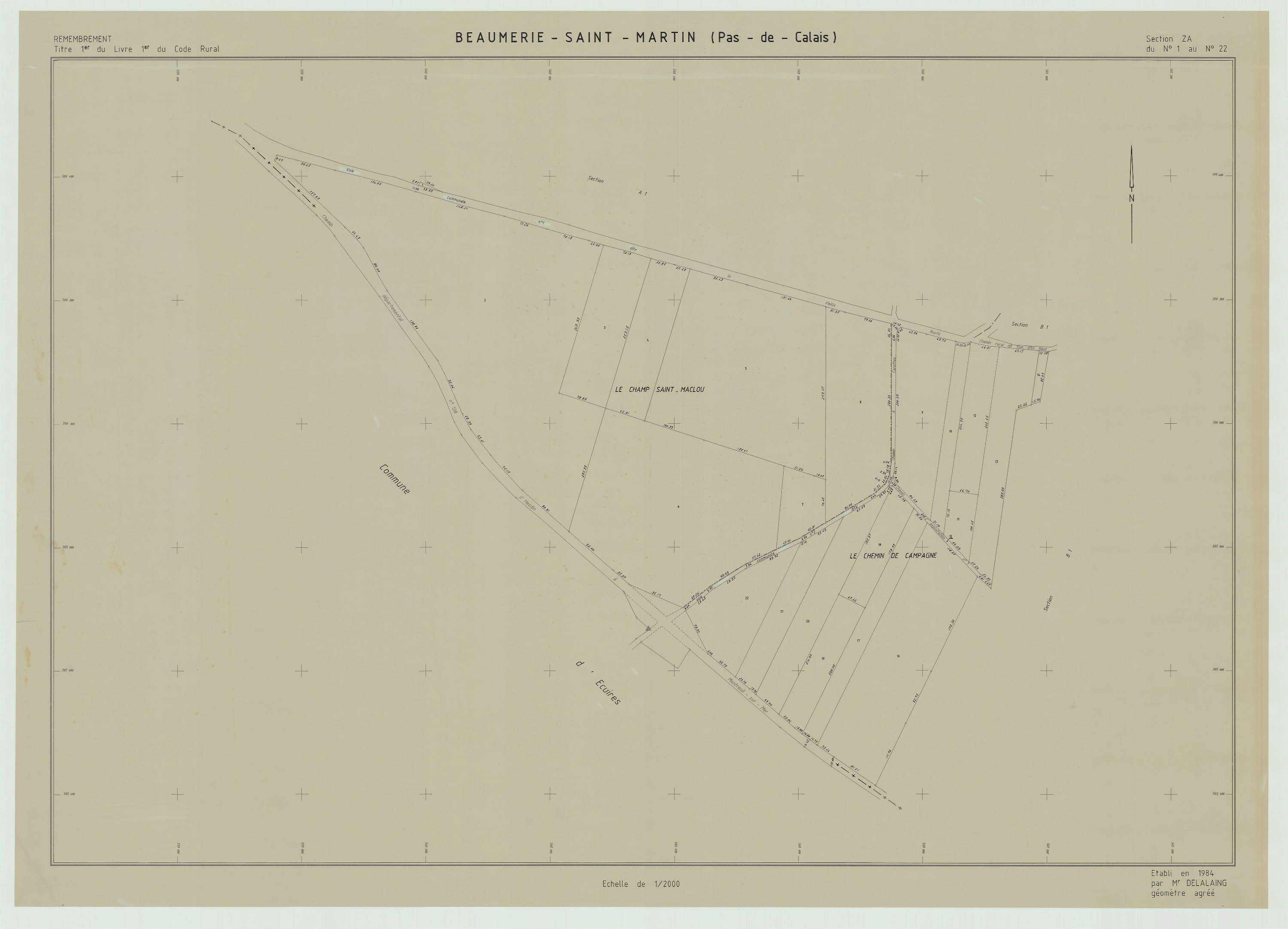 Beaumerie-Saint-Martin - Plan de remembrement : section ZA.