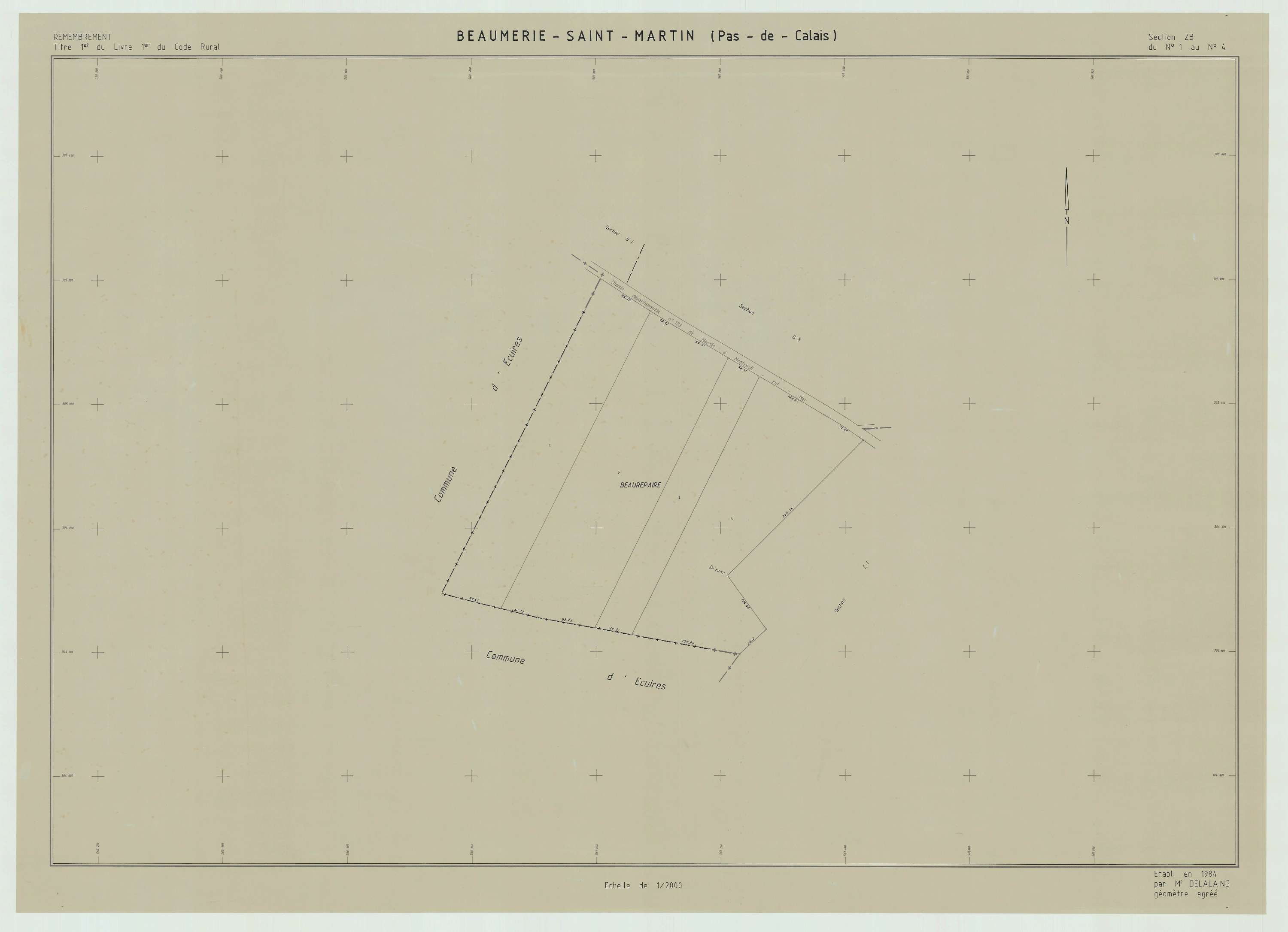 Beaumerie-Saint-Martin - Plan de remembrement : section ZB.