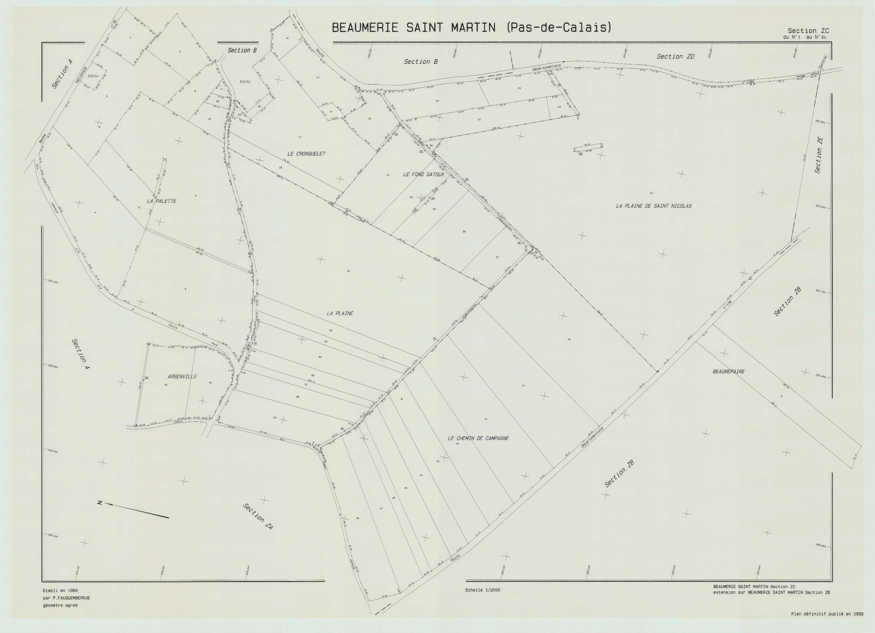 Beaumerie-Saint-Martin - Plan de remembrement : section ZC.