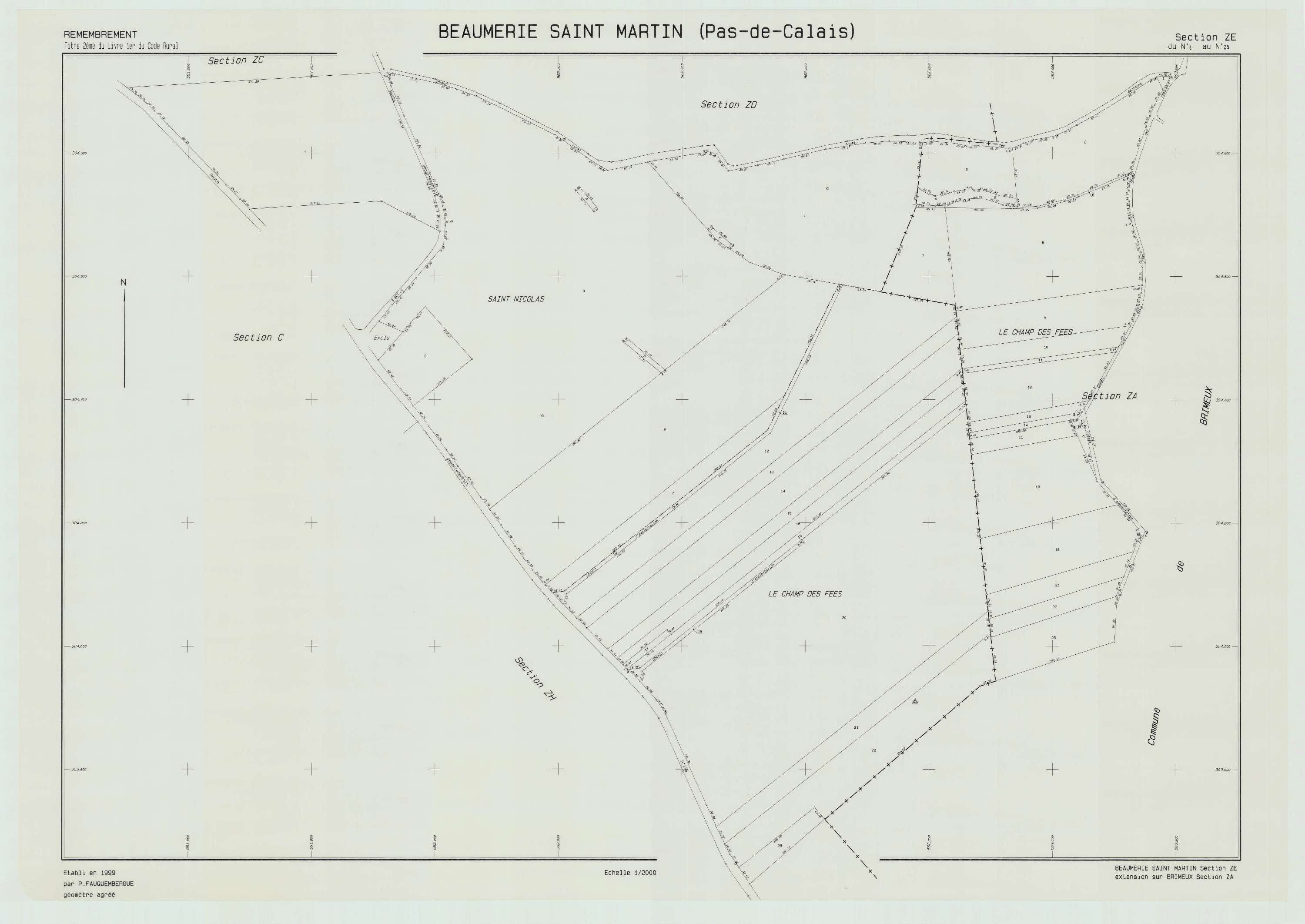 Beaumerie-Saint-Martin - Plan de remembrement : section ZE.