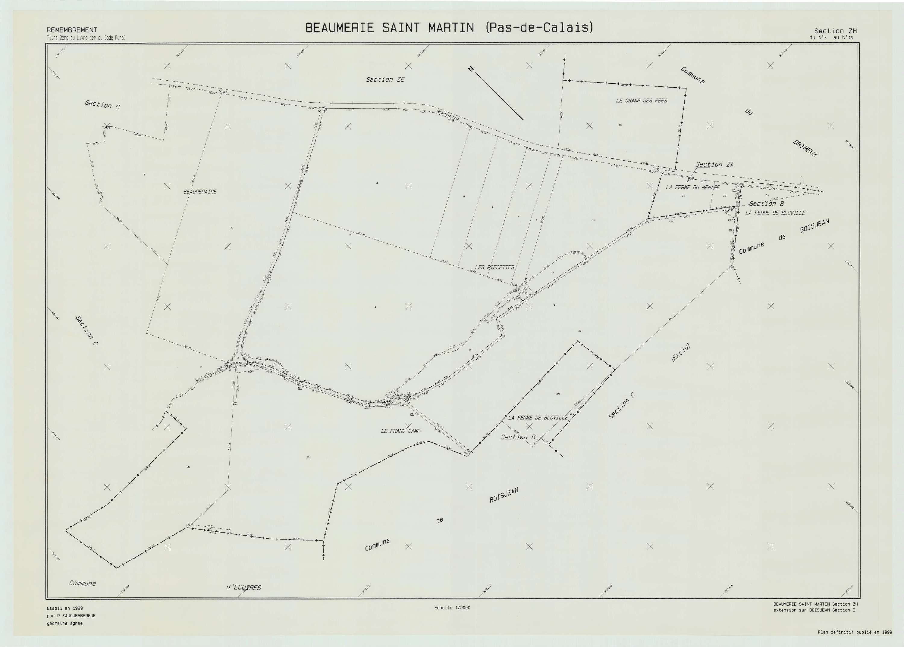 Beaumerie-Saint-Martin - Plan de remembrement : section ZH.