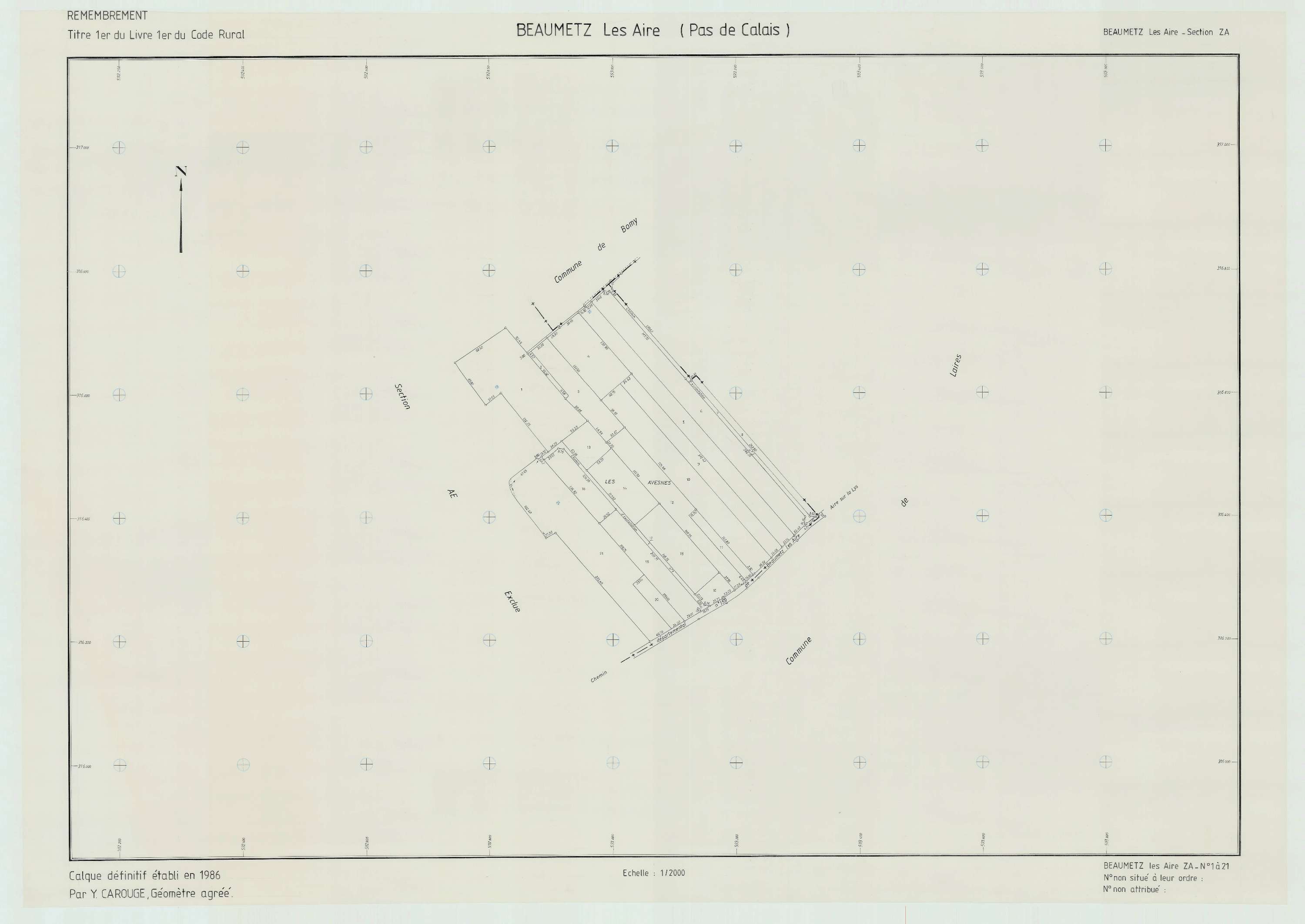Beaumetz-lès-Aire - Plan de remembrement : section ZA.