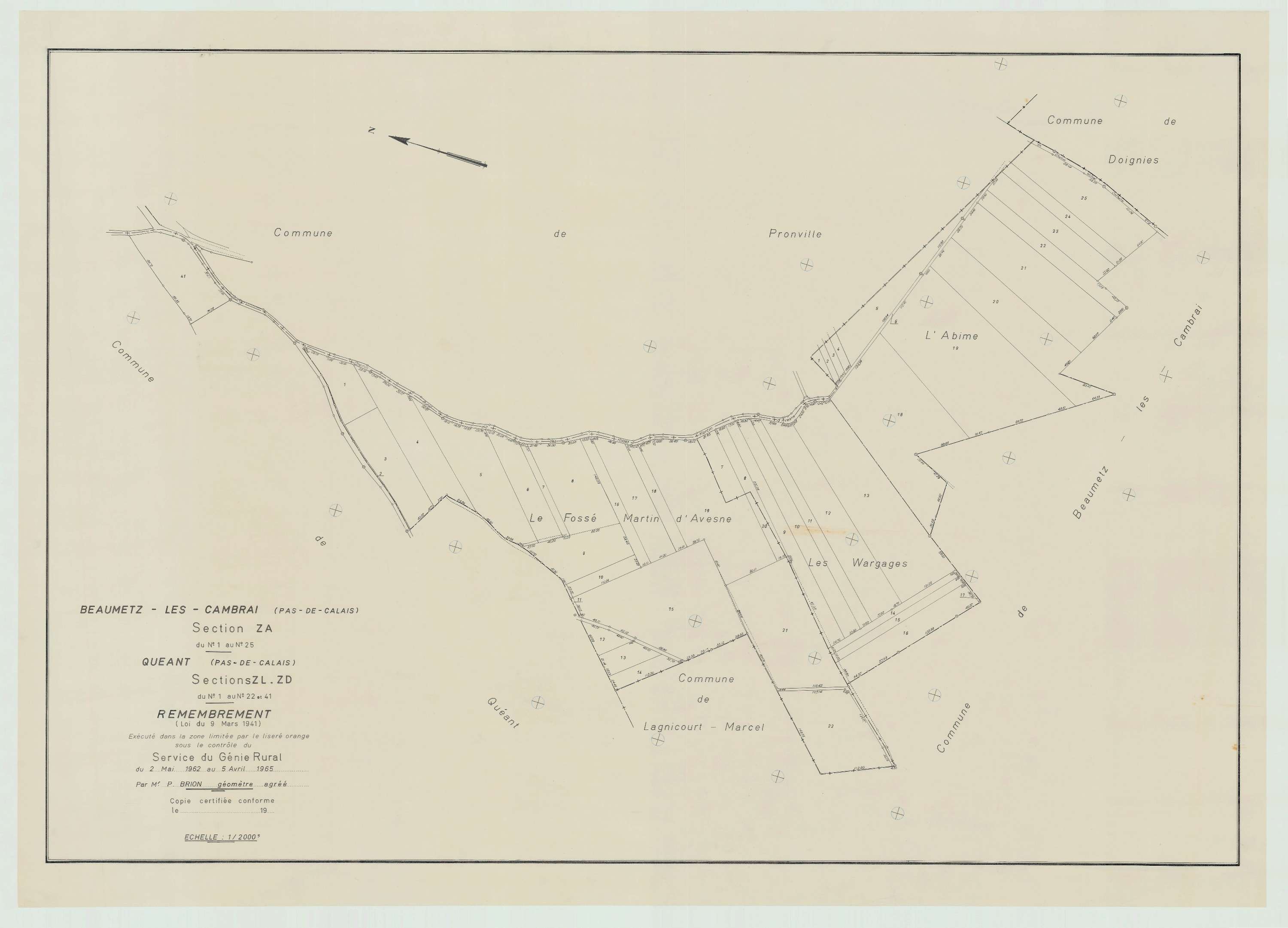 Beaumetz-lès-Cambrai - Plan de remembrement : section ZA.