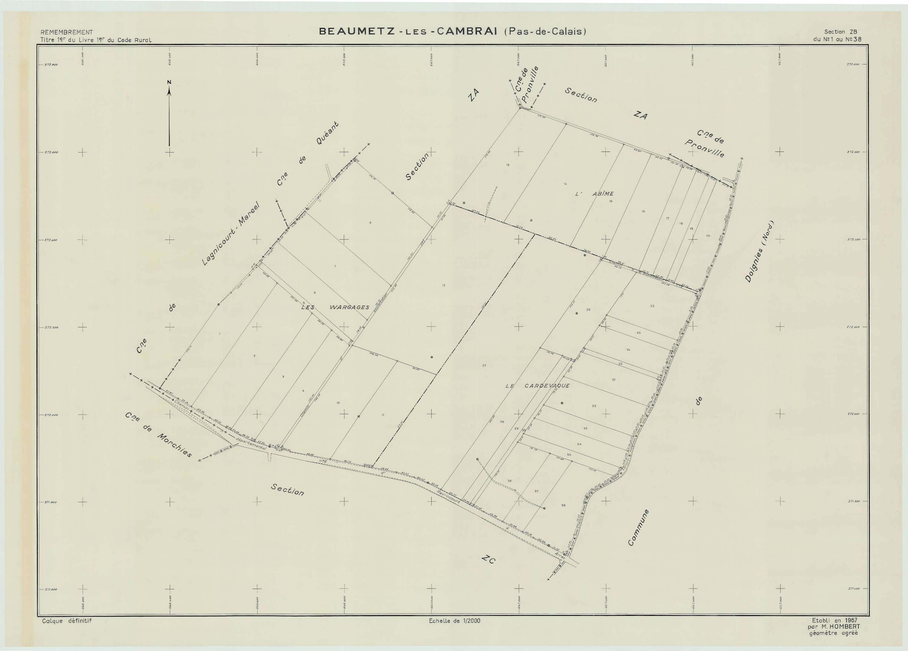 Beaumetz-lès-Cambrai - Plan de remembrement : section ZB.