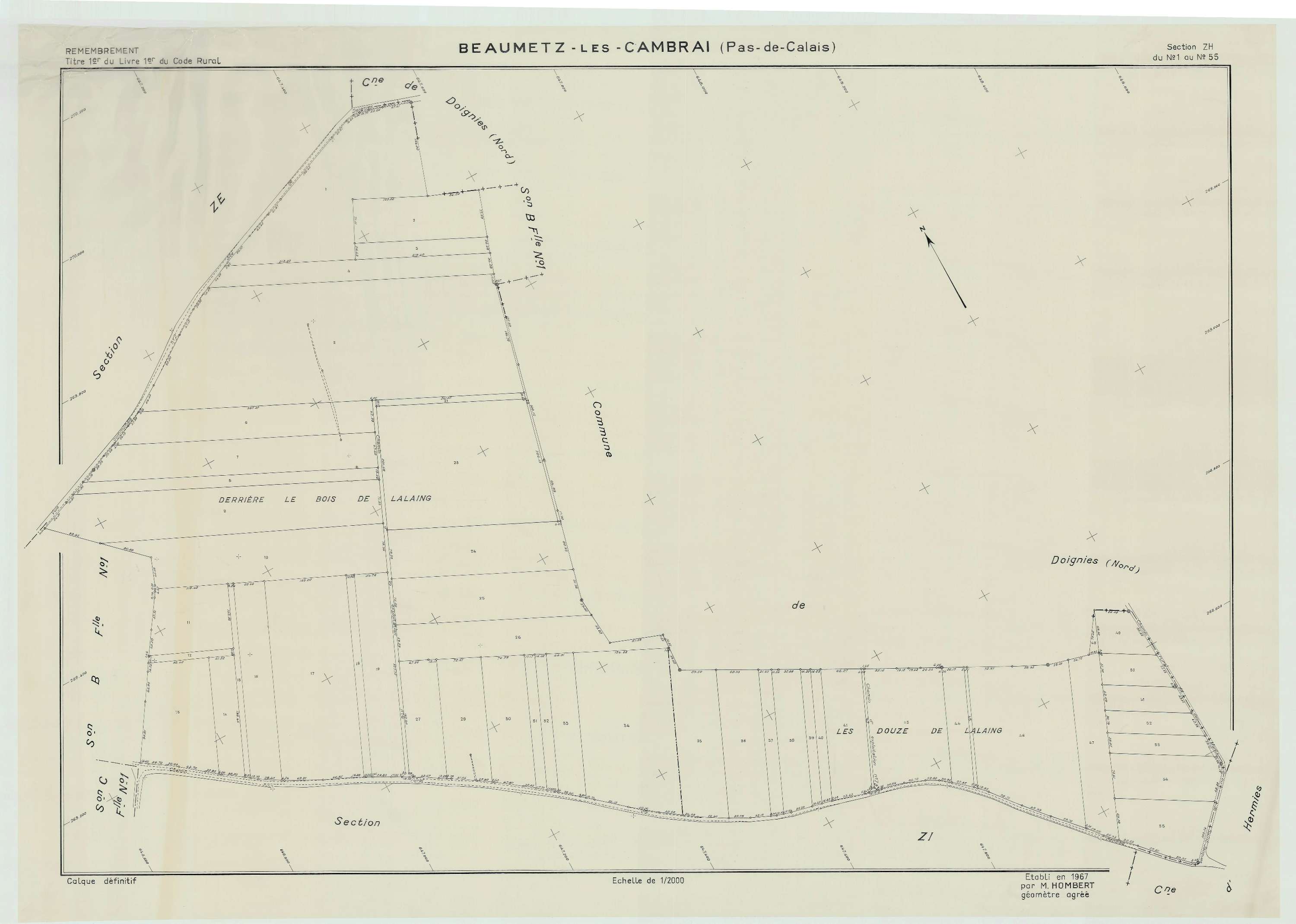 Beaumetz-lès-Cambrai - Plan de remembrement : section ZH.