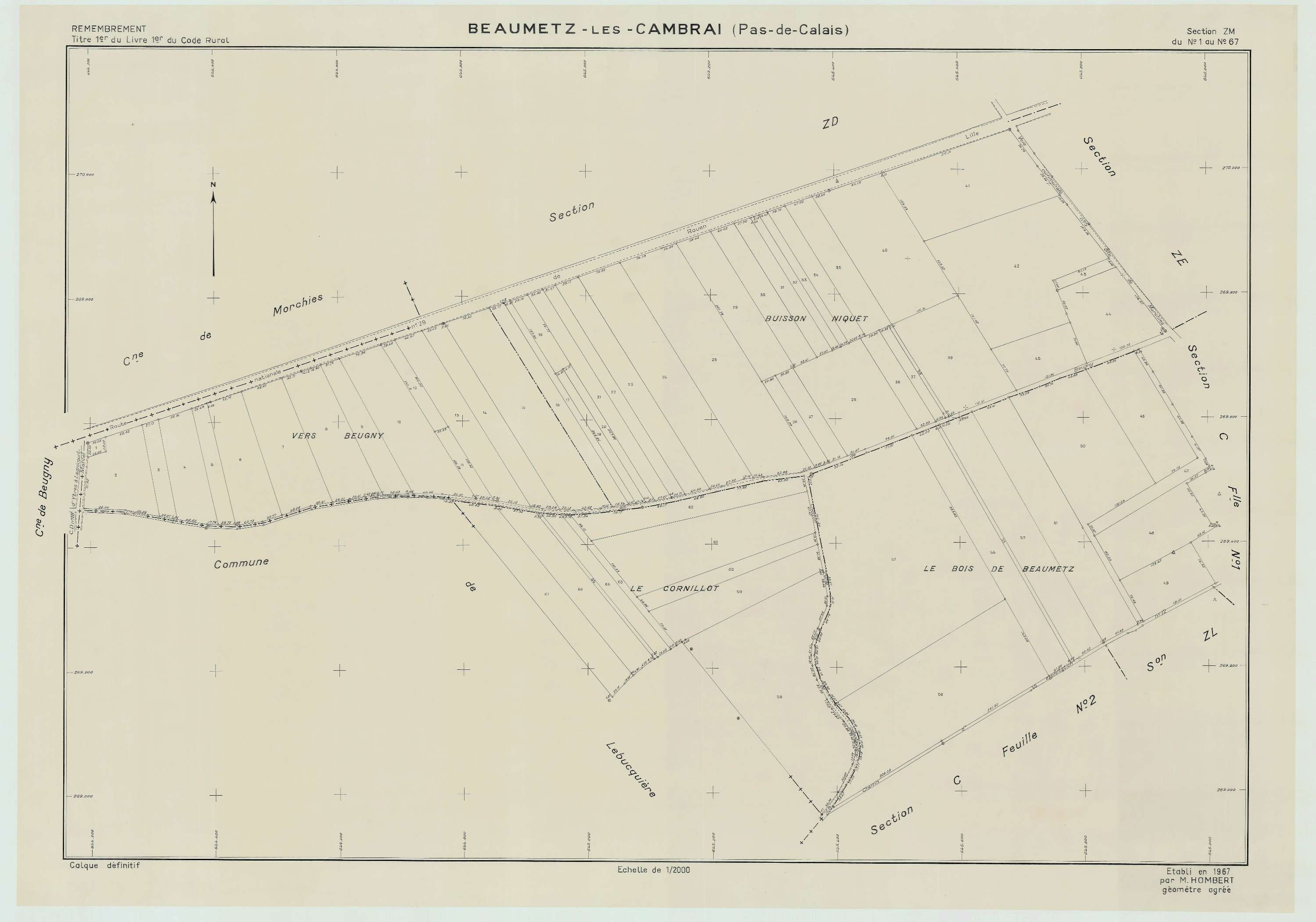 Beaumetz-lès-Cambrai - Plan de remembrement : section ZM.