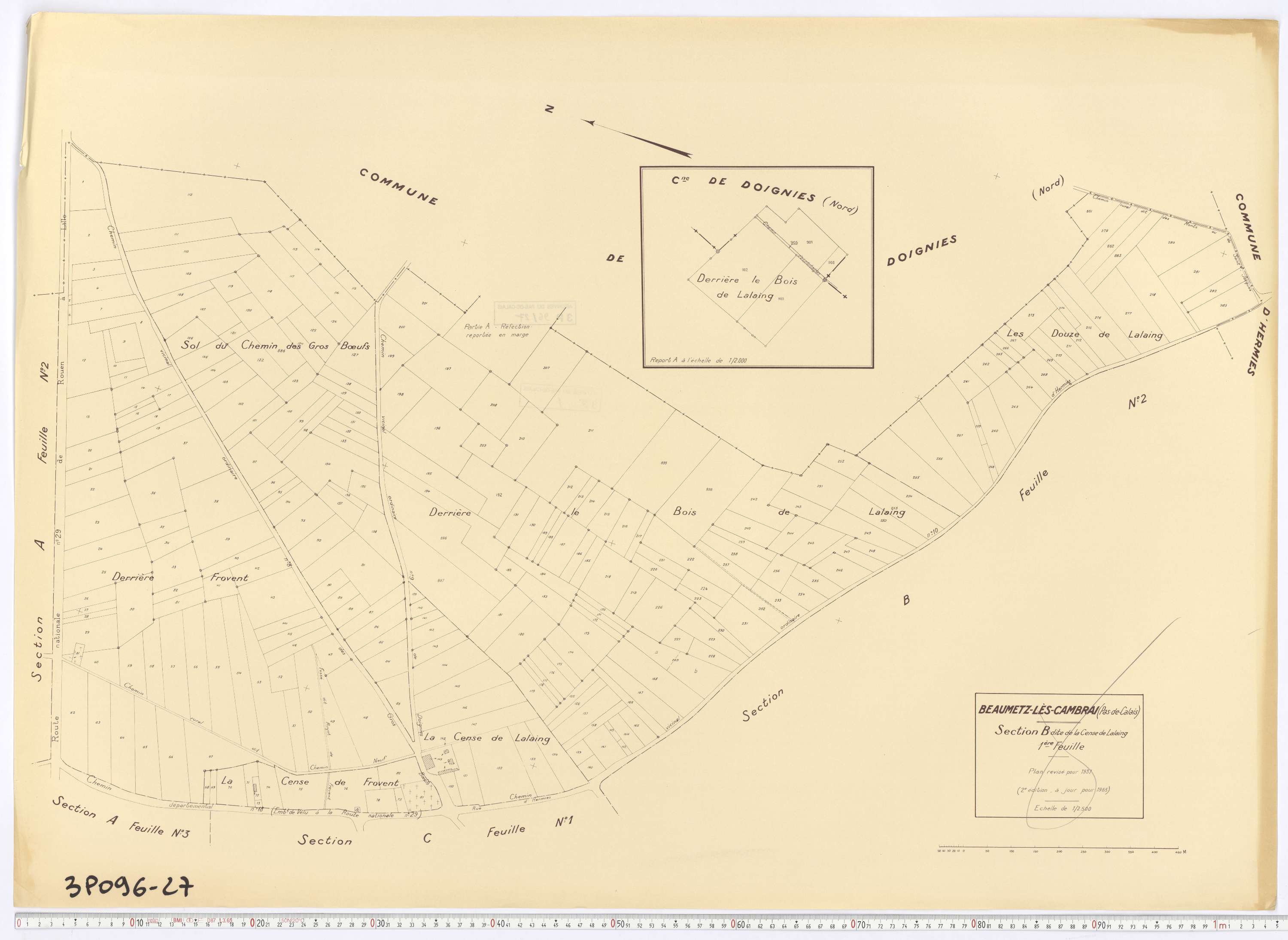 Beaumetz-lès-Cambrai - Section B, feuille 1.