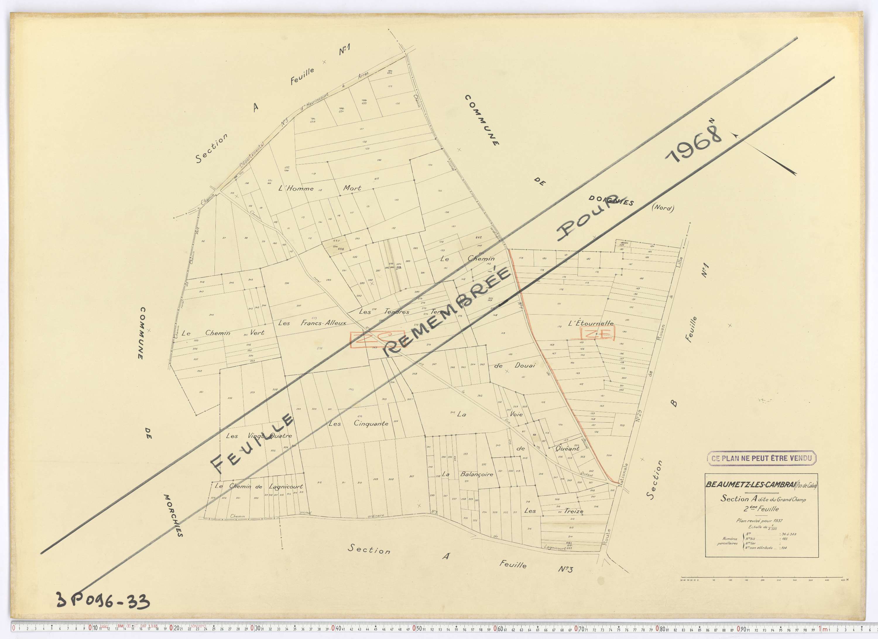 Beaumetz-lès-Cambrai - Section A, feuille 2.