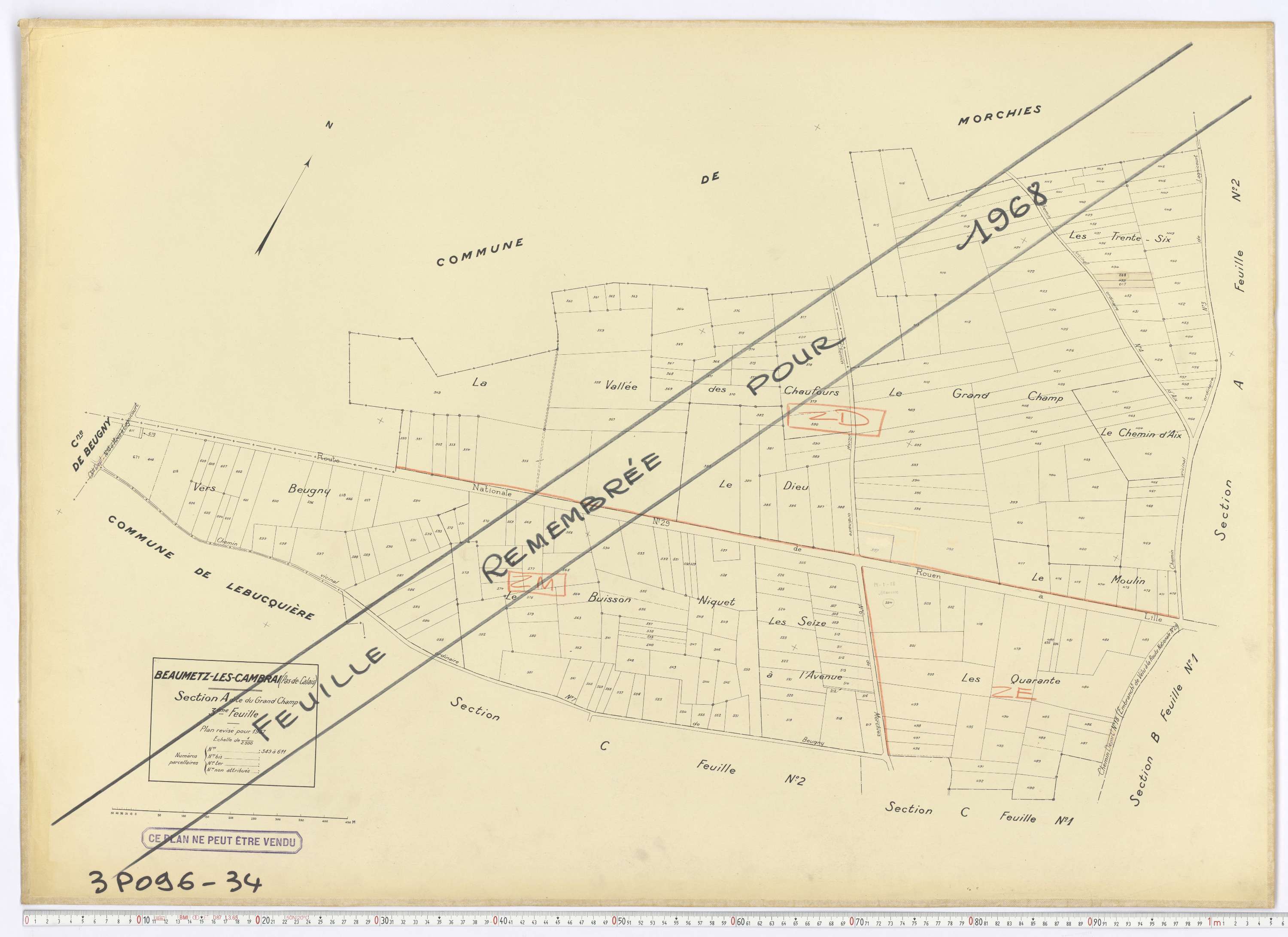 Beaumetz-lès-Cambrai - Section A, feuille 3.