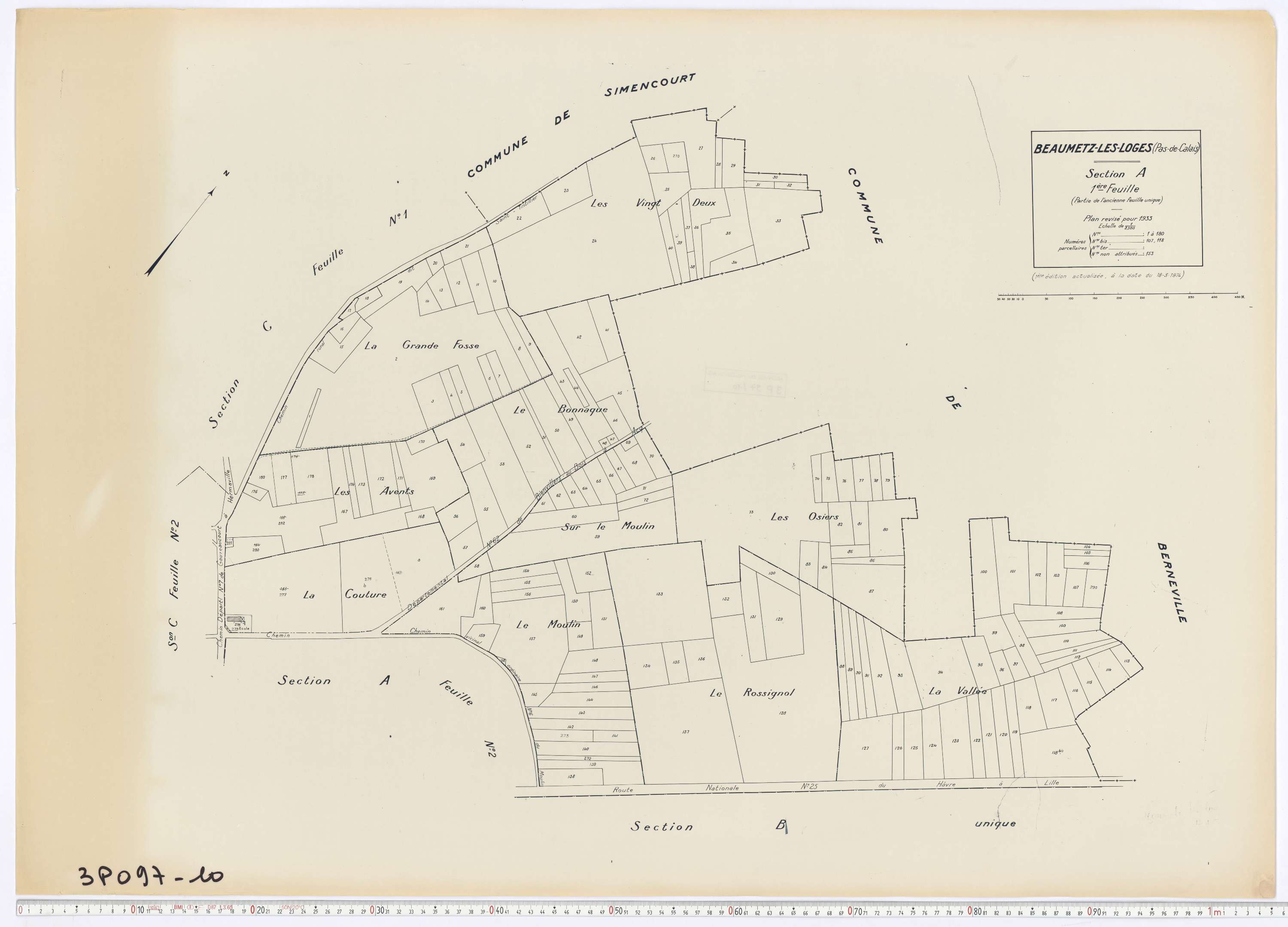 Beaumetz-lès-Loges - Section A, feuille 1.