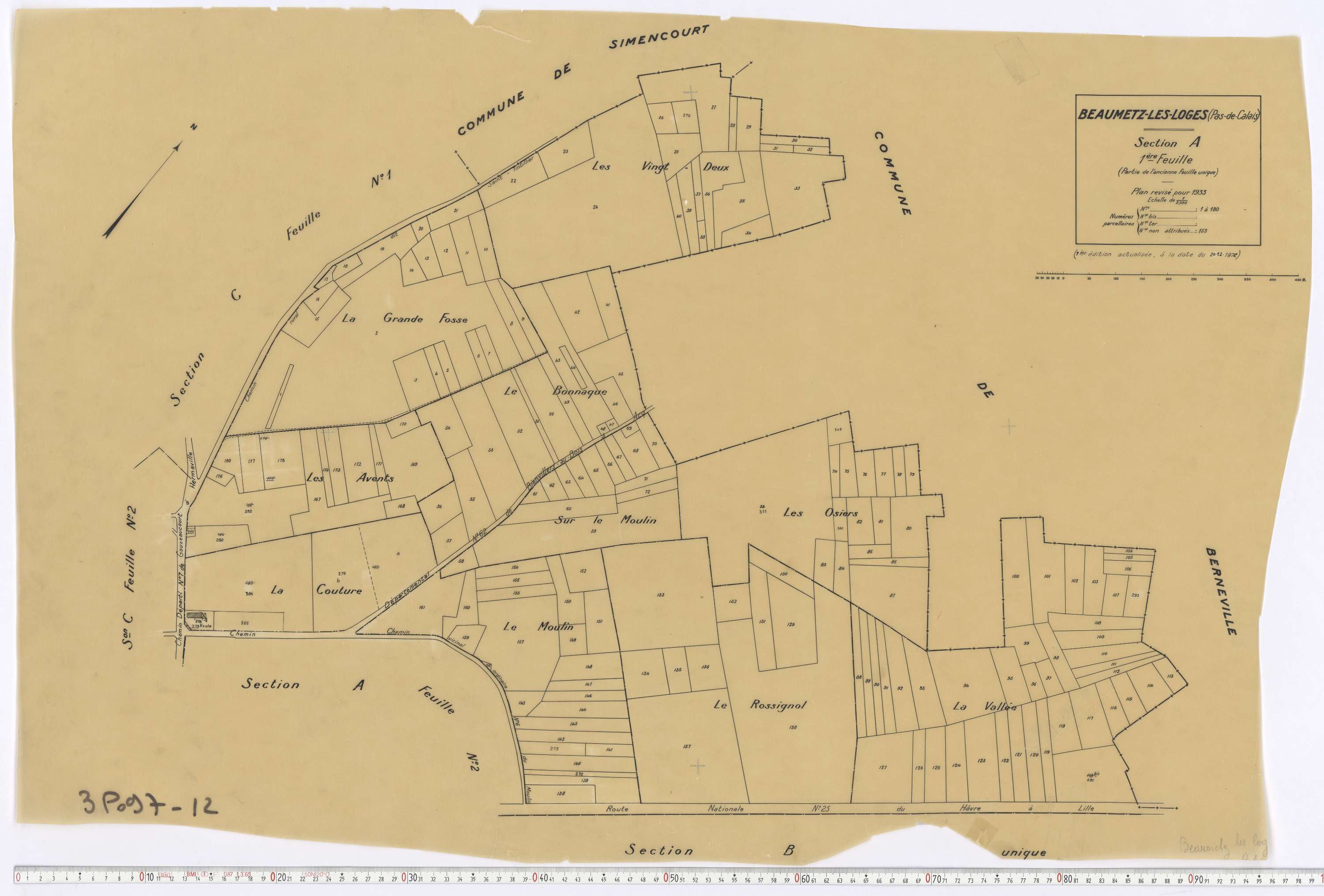 Beaumetz-lès-Loges - Section A, feuille 1.