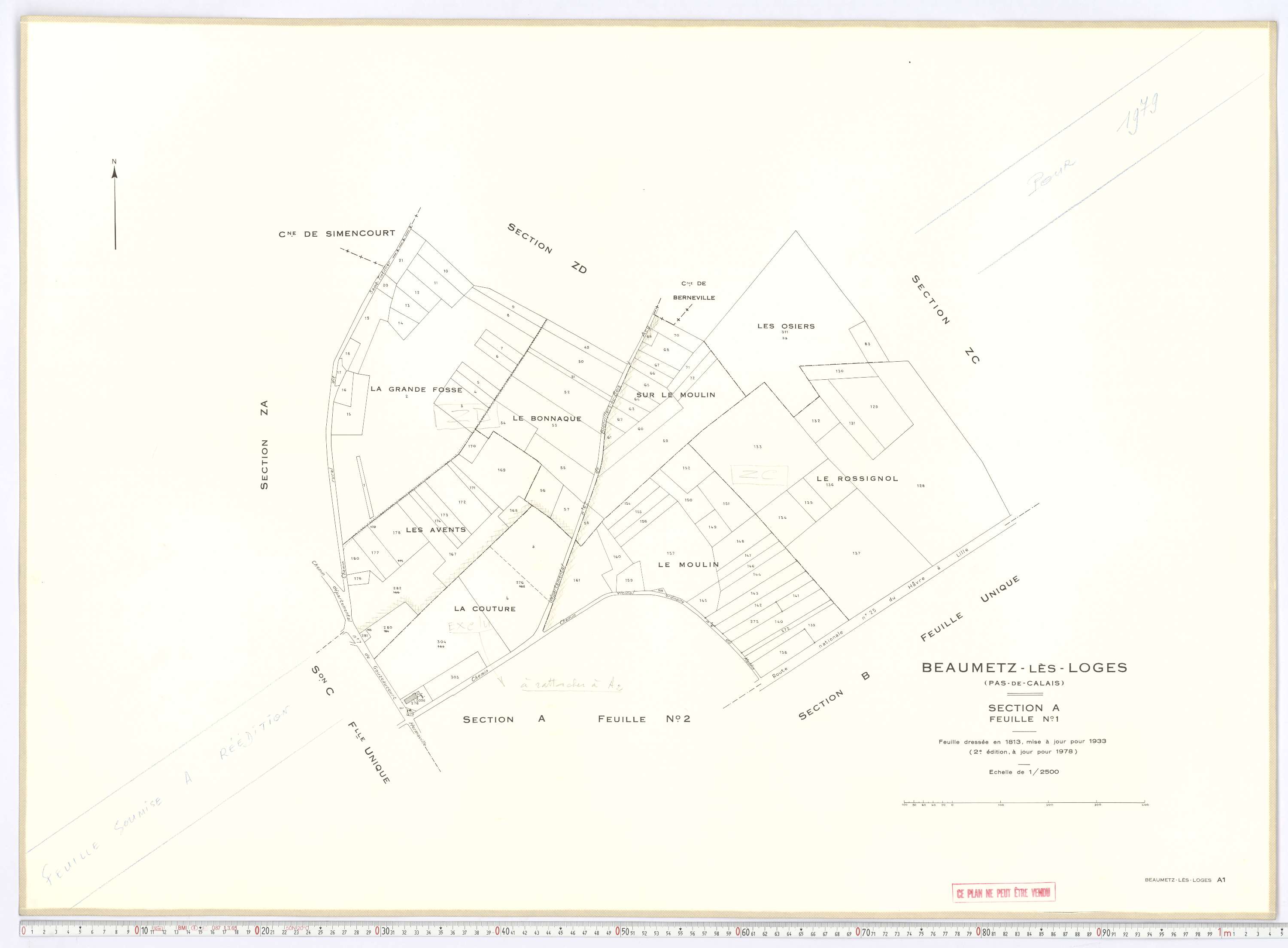 Beaumetz-lès-Loges - Section A, feuille 1.