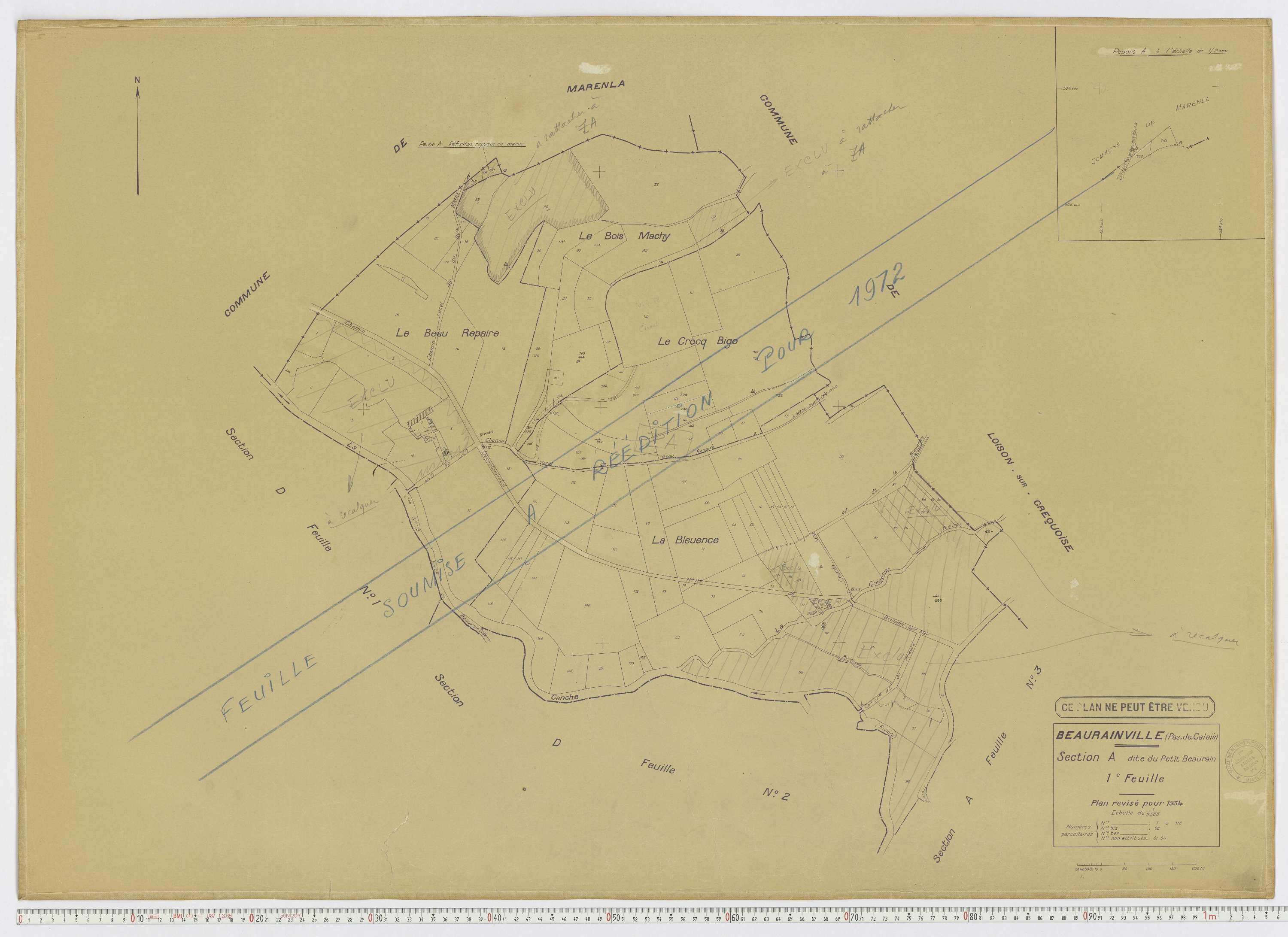 Beaurainville - Section A, feuille 1.