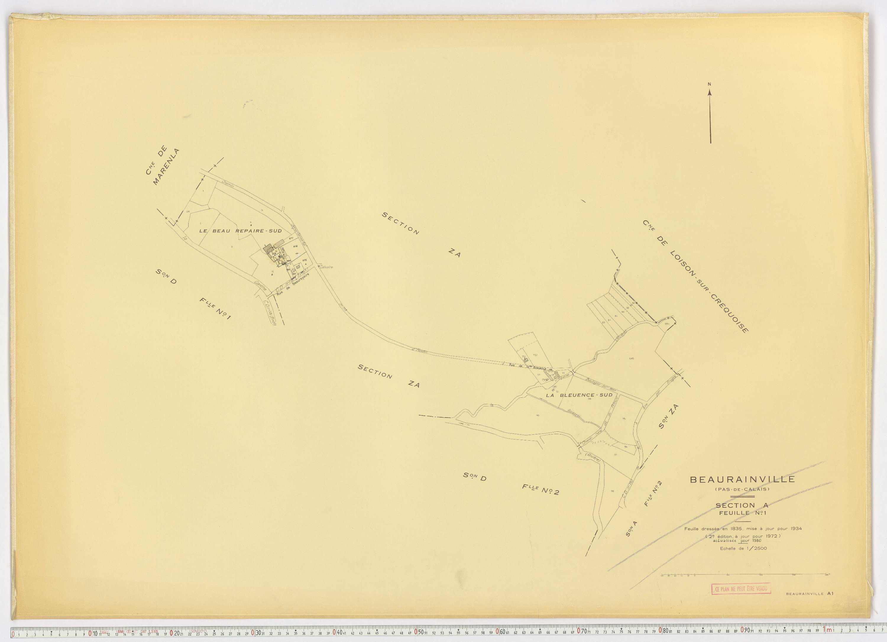 Beaurainville - Section A, feuille 1.
