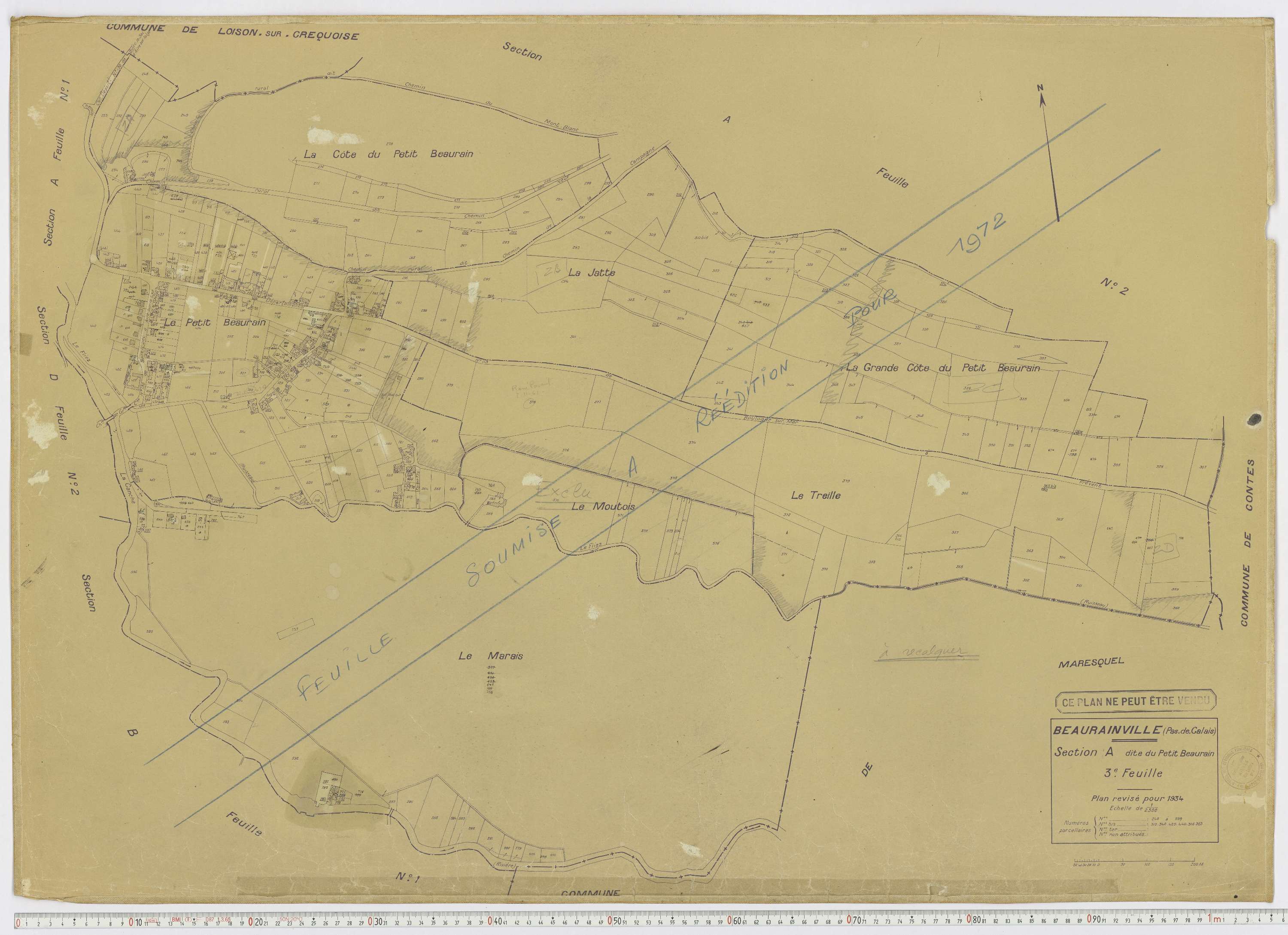Beaurainville - Section A, feuille 3.