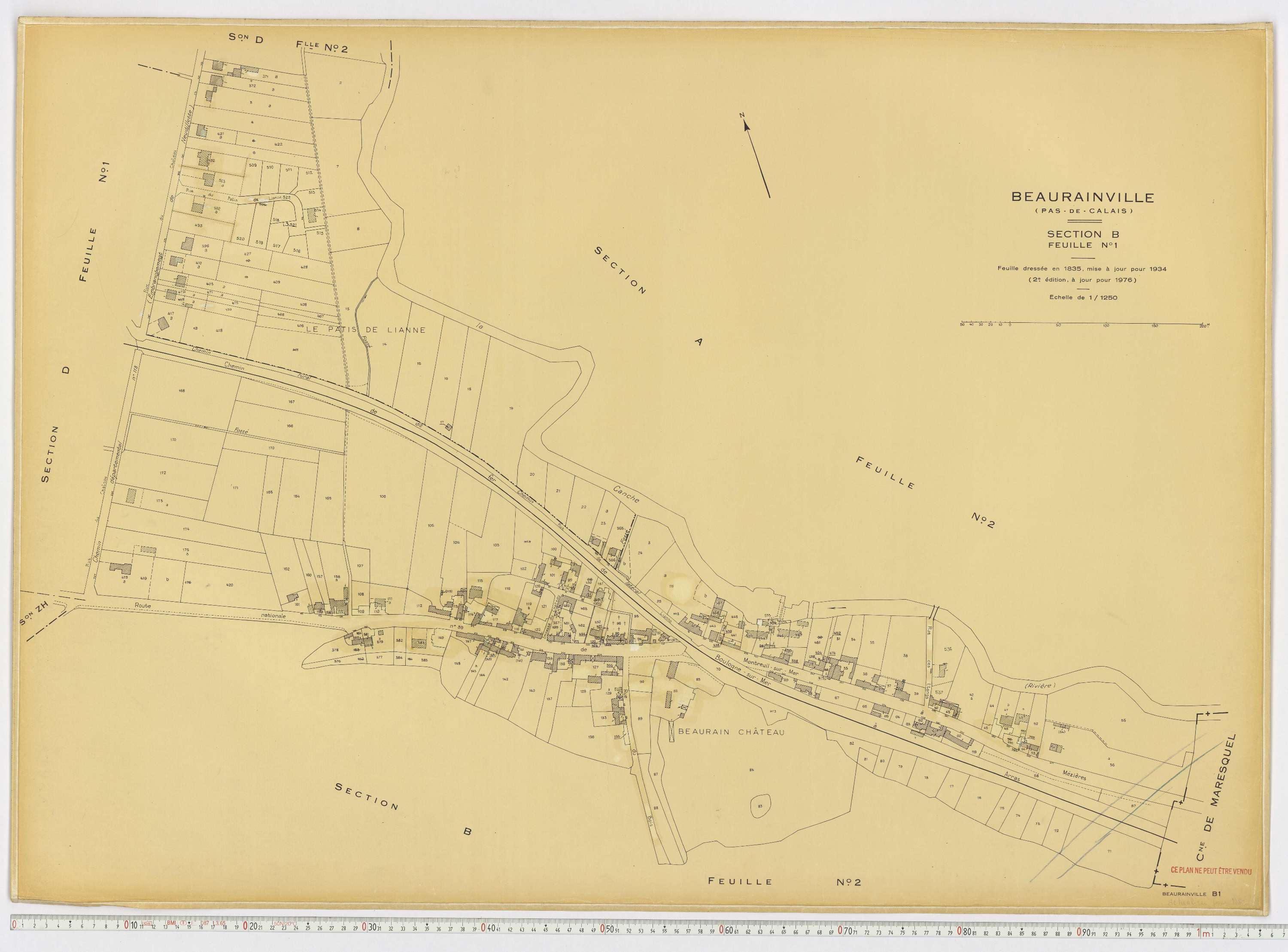 Beaurainville - Section B, feuille 1.