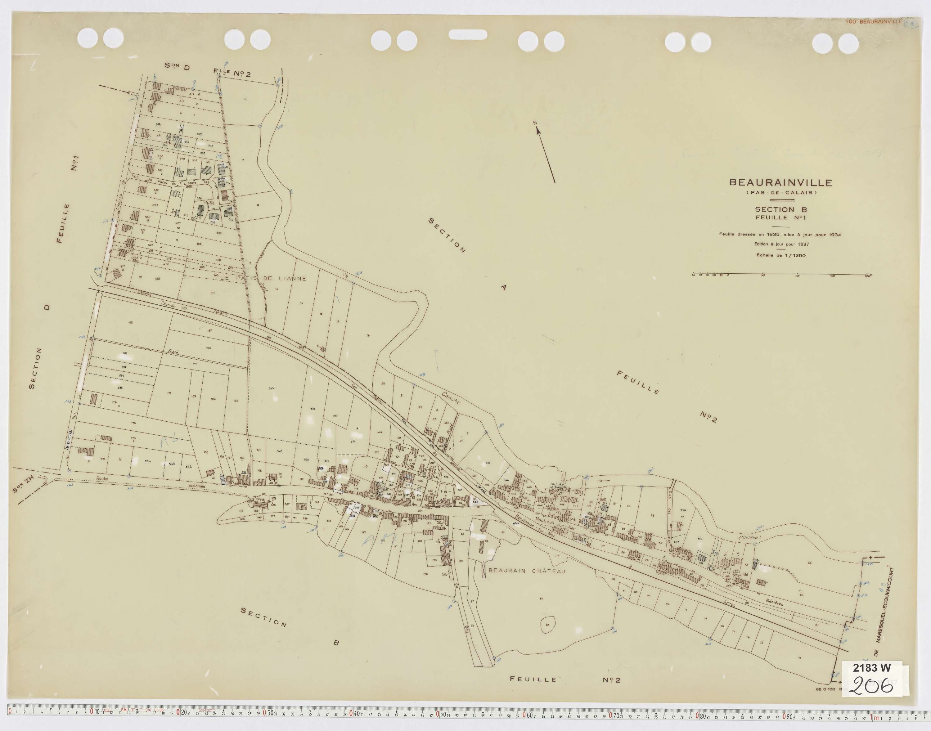 Beaurainville - Section B, feuille 1.