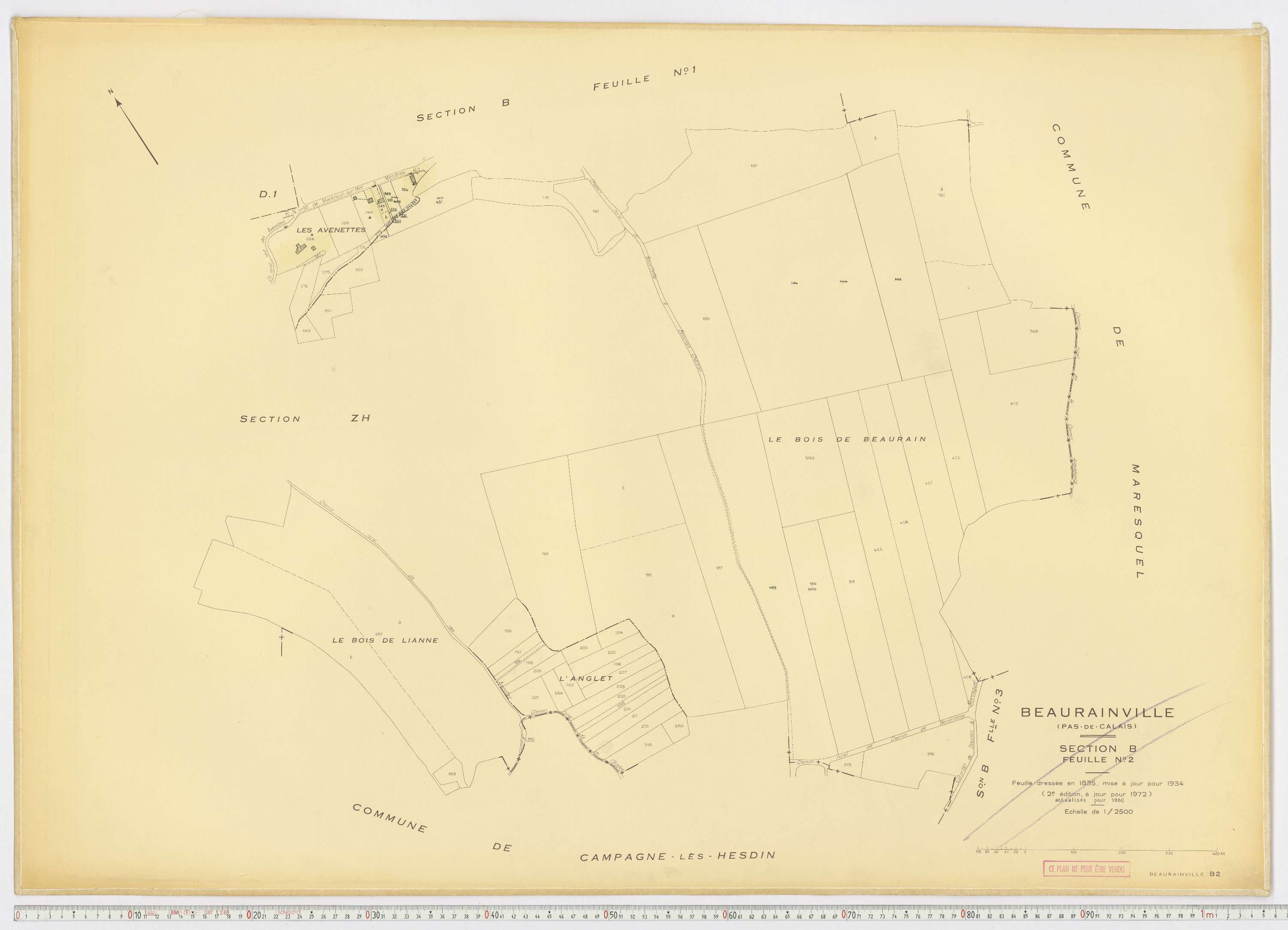 Beaurainville - Section B, feuille 2.