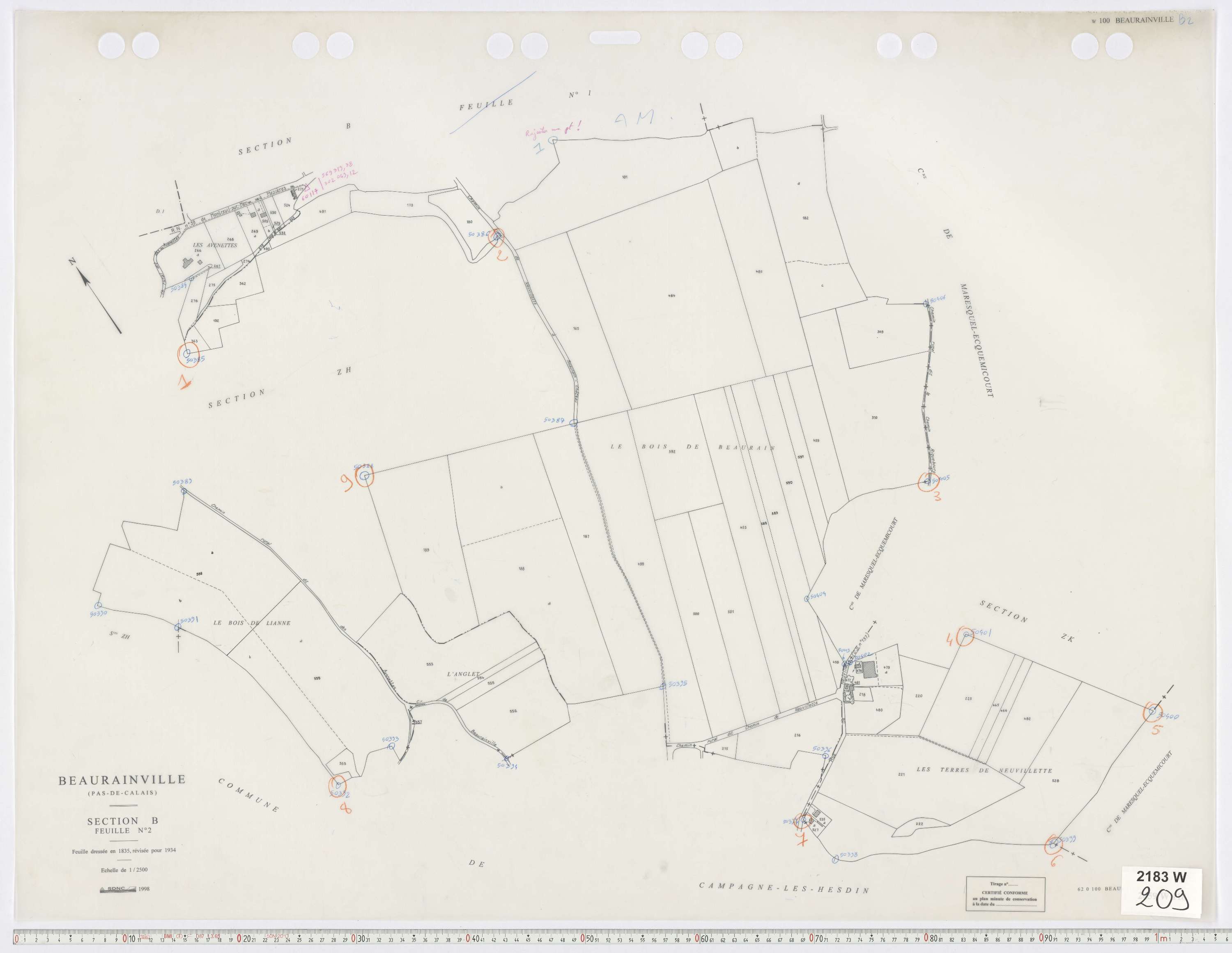Beaurainville - Section B, feuille 2.