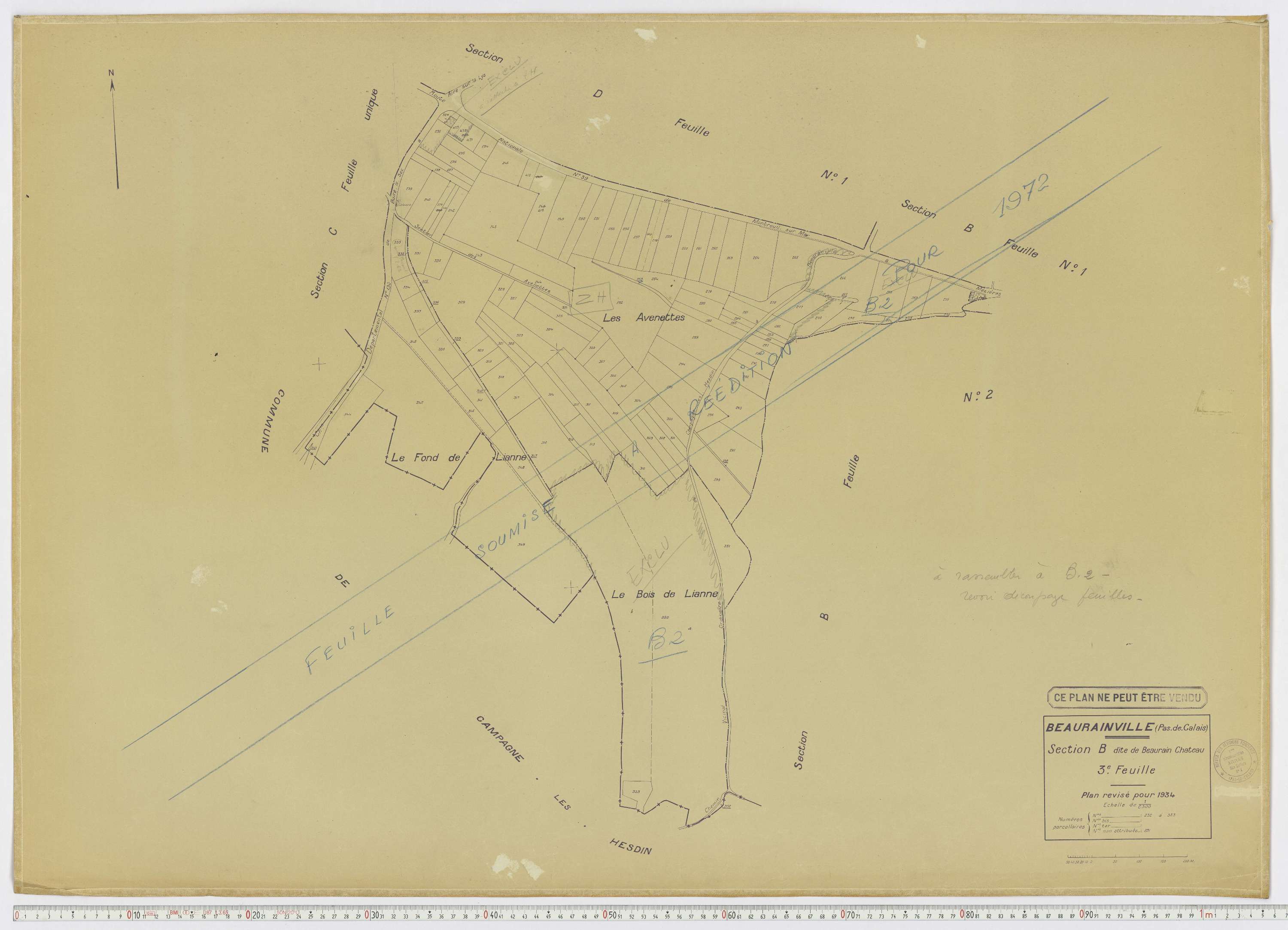 Beaurainville - Section B, feuille 3.