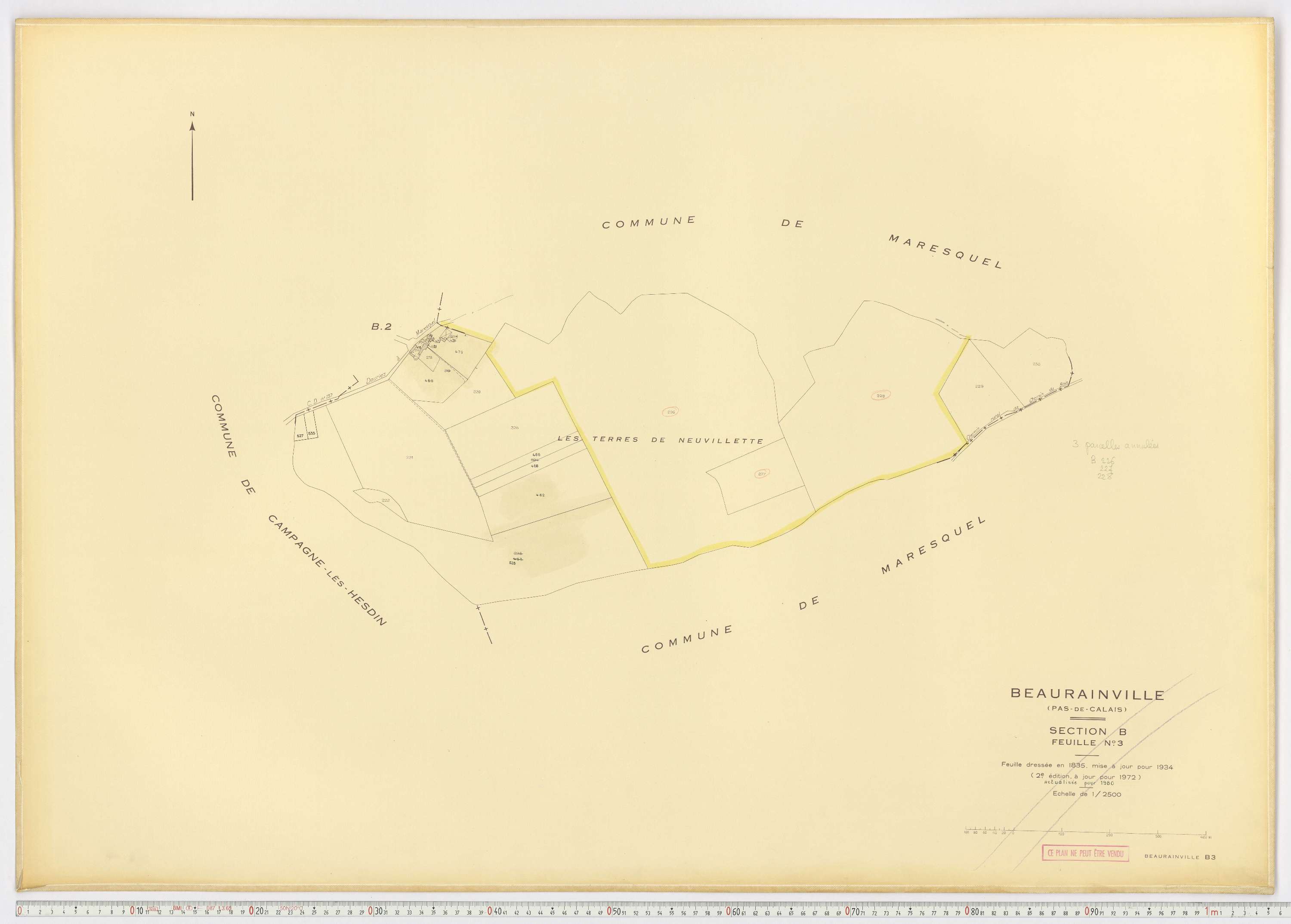 Beaurainville - Section B, feuille 3.