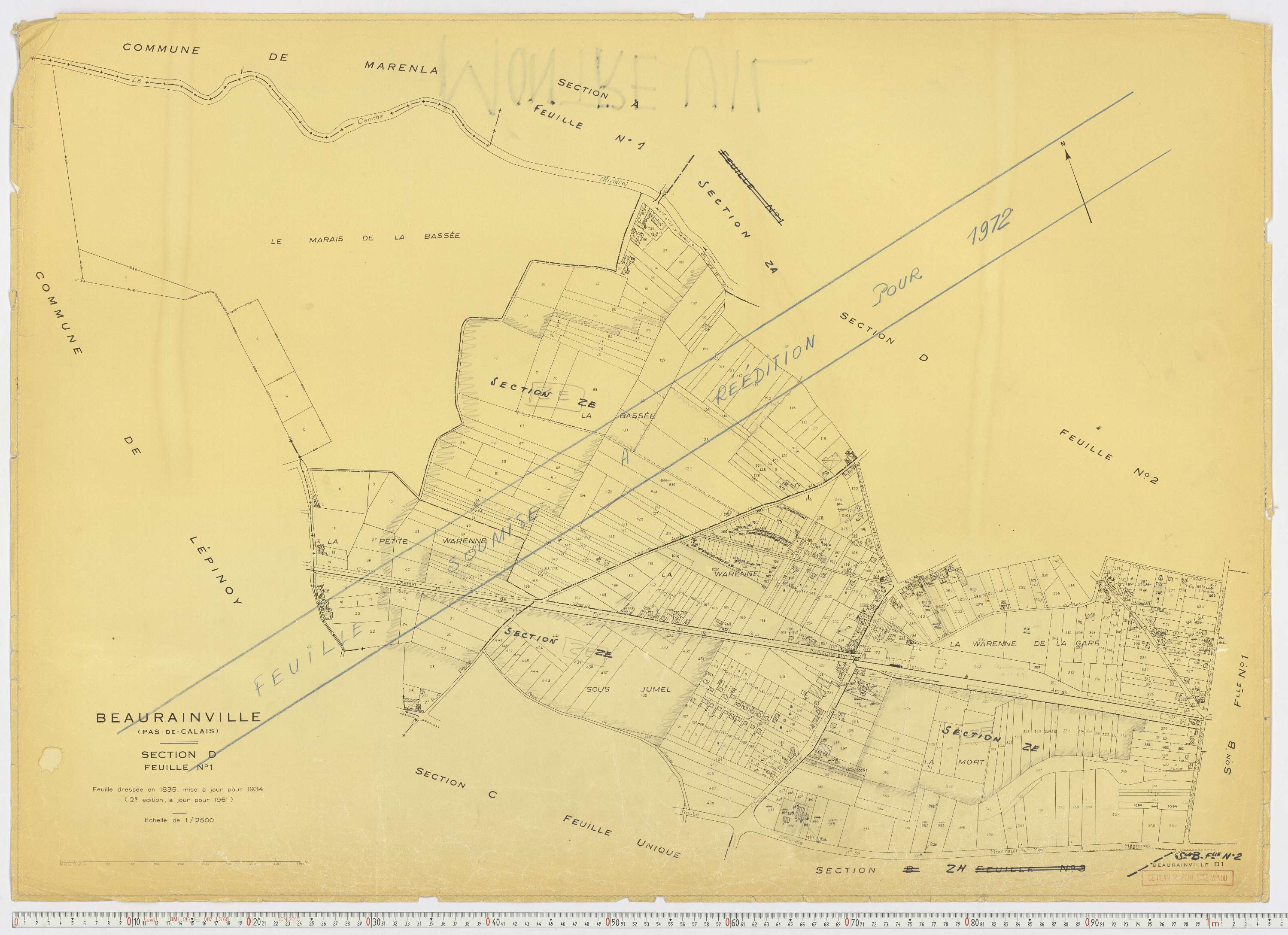Beaurainville - Section D, feuille 1.