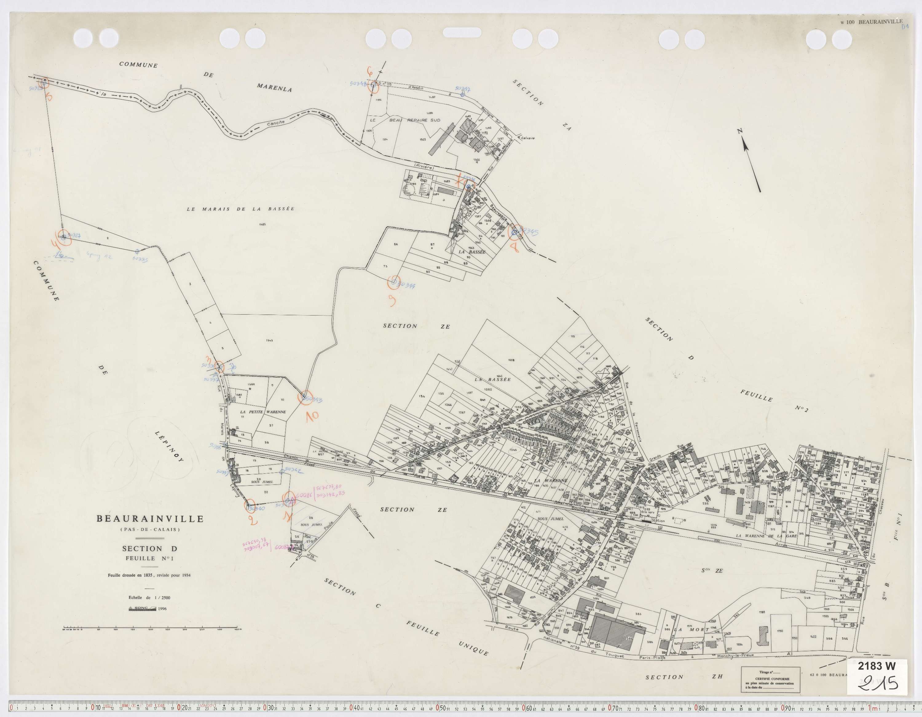 Beaurainville - Section D, feuille 1.