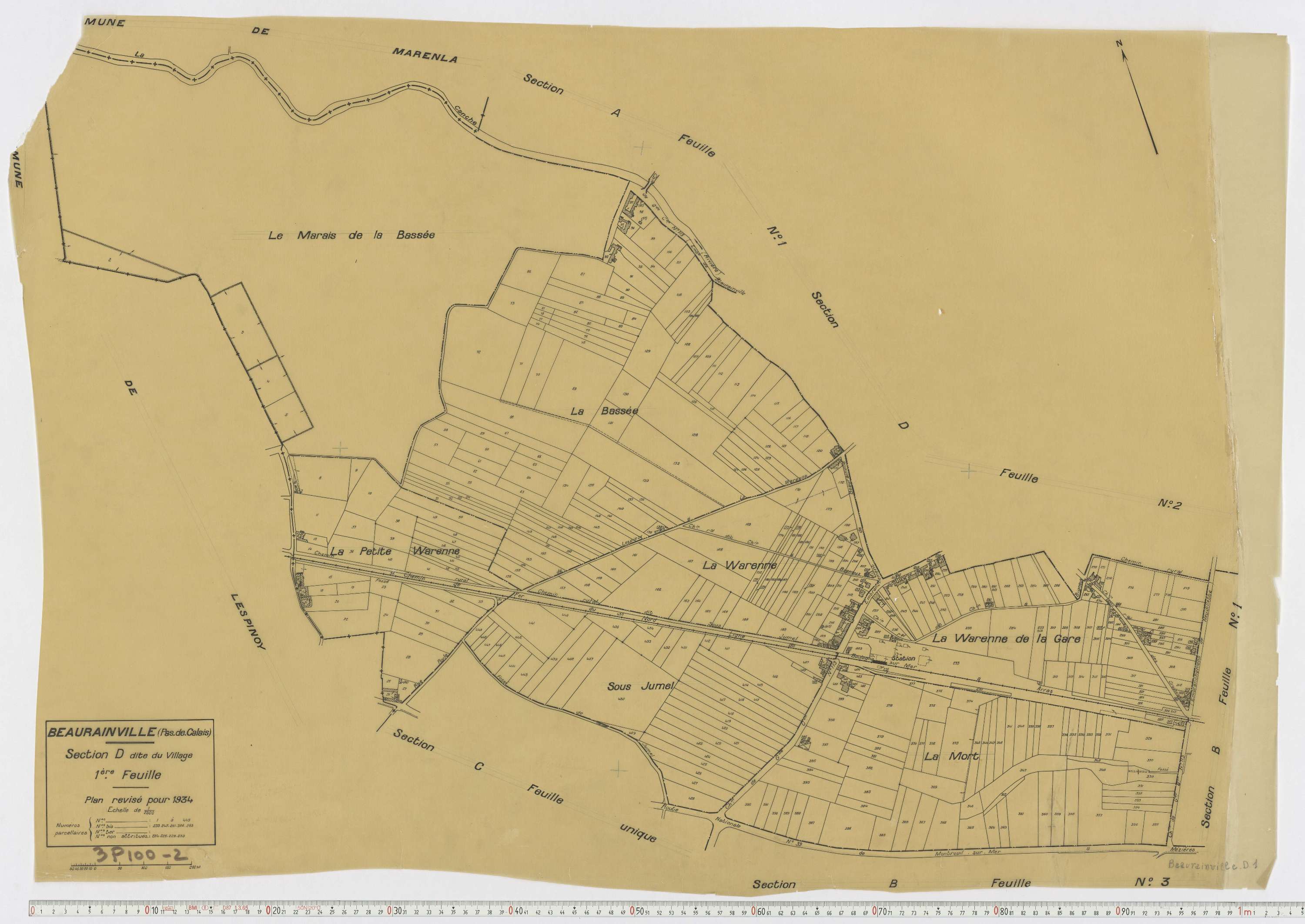 Beaurainville - Section D, feuille 1.