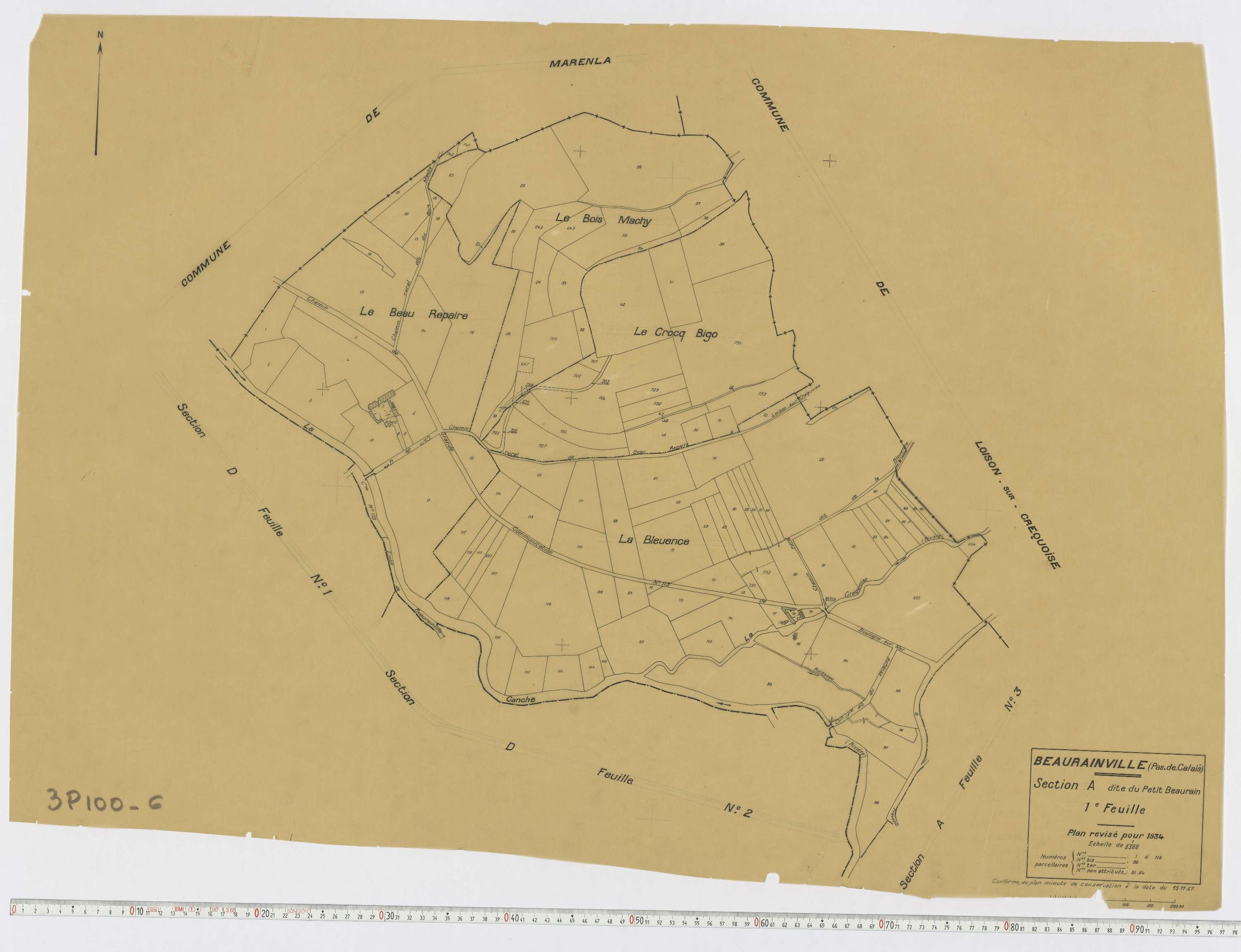 Beaurainville - Section A, feuille 1.