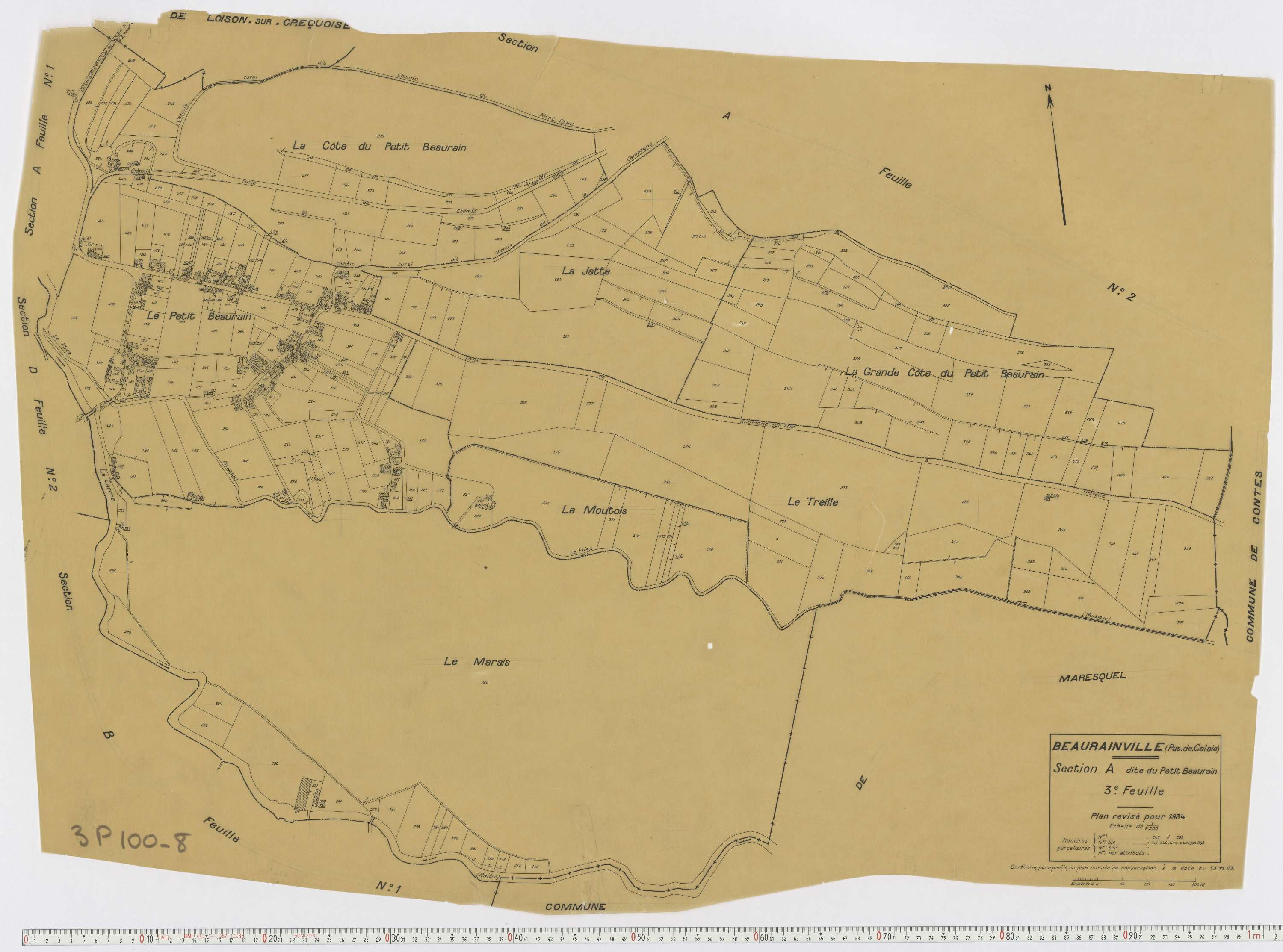Beaurainville - Section A, feuille 3.