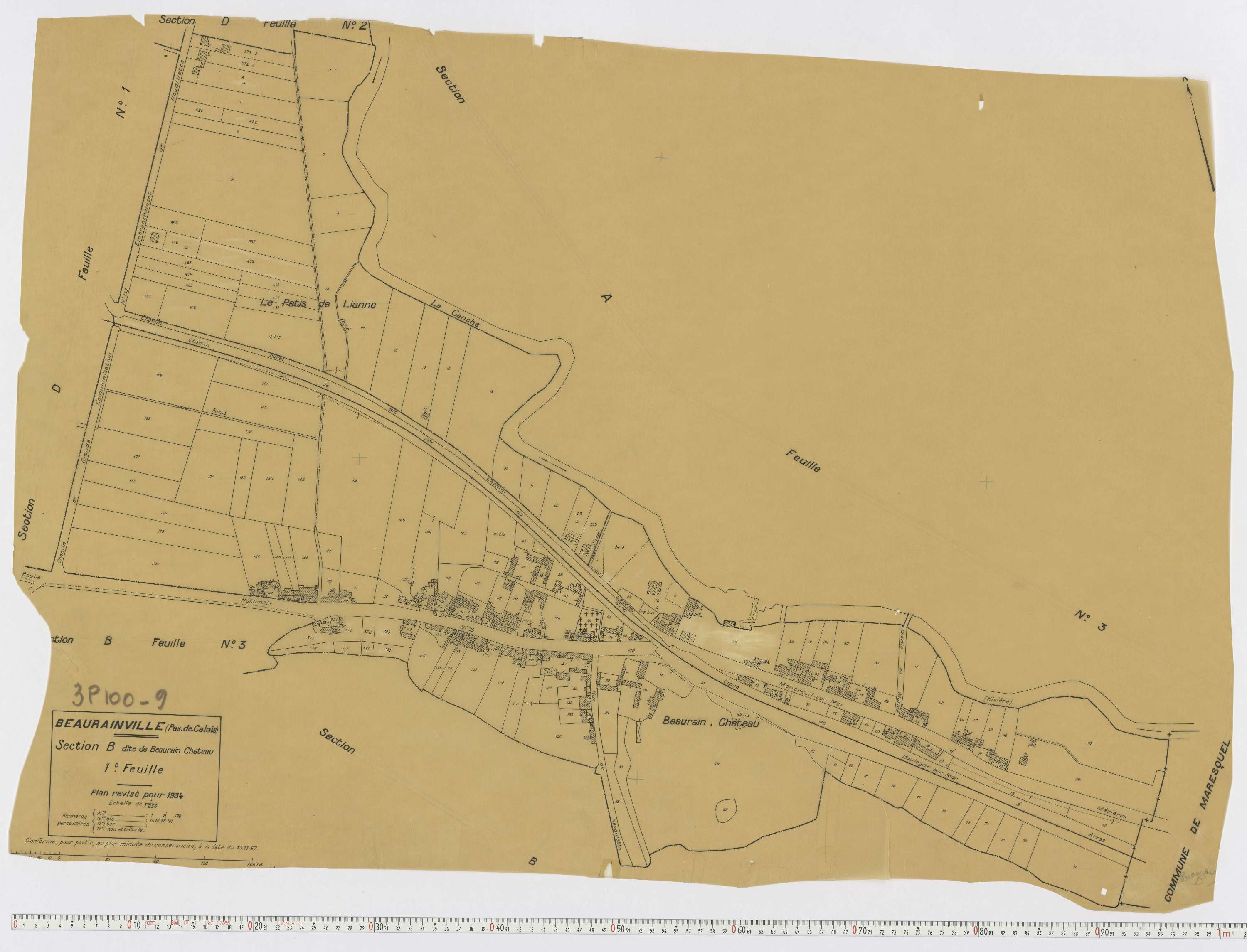Beaurainville - Section B, feuille 1.