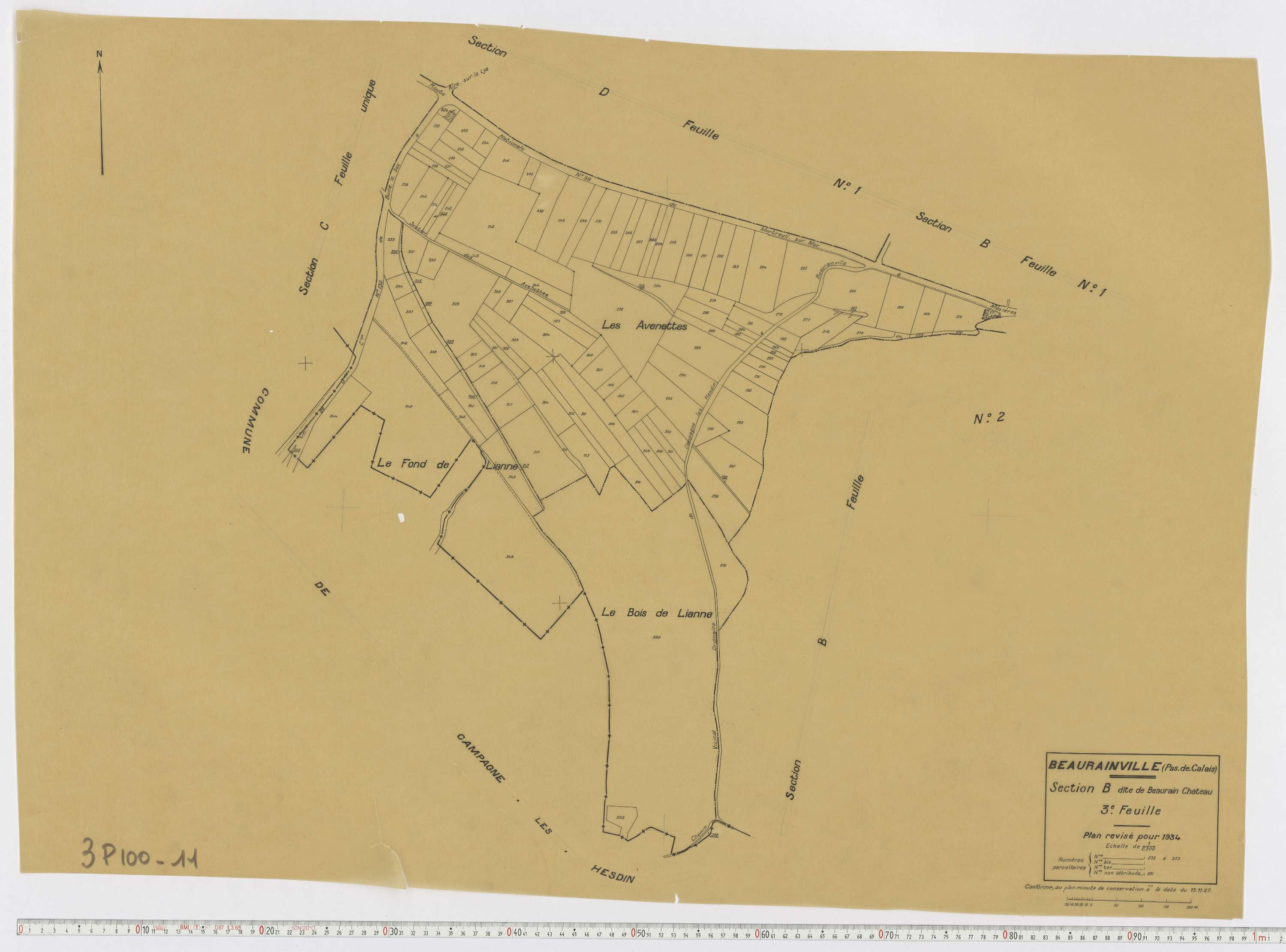 Beaurainville - Section B, feuille 3.