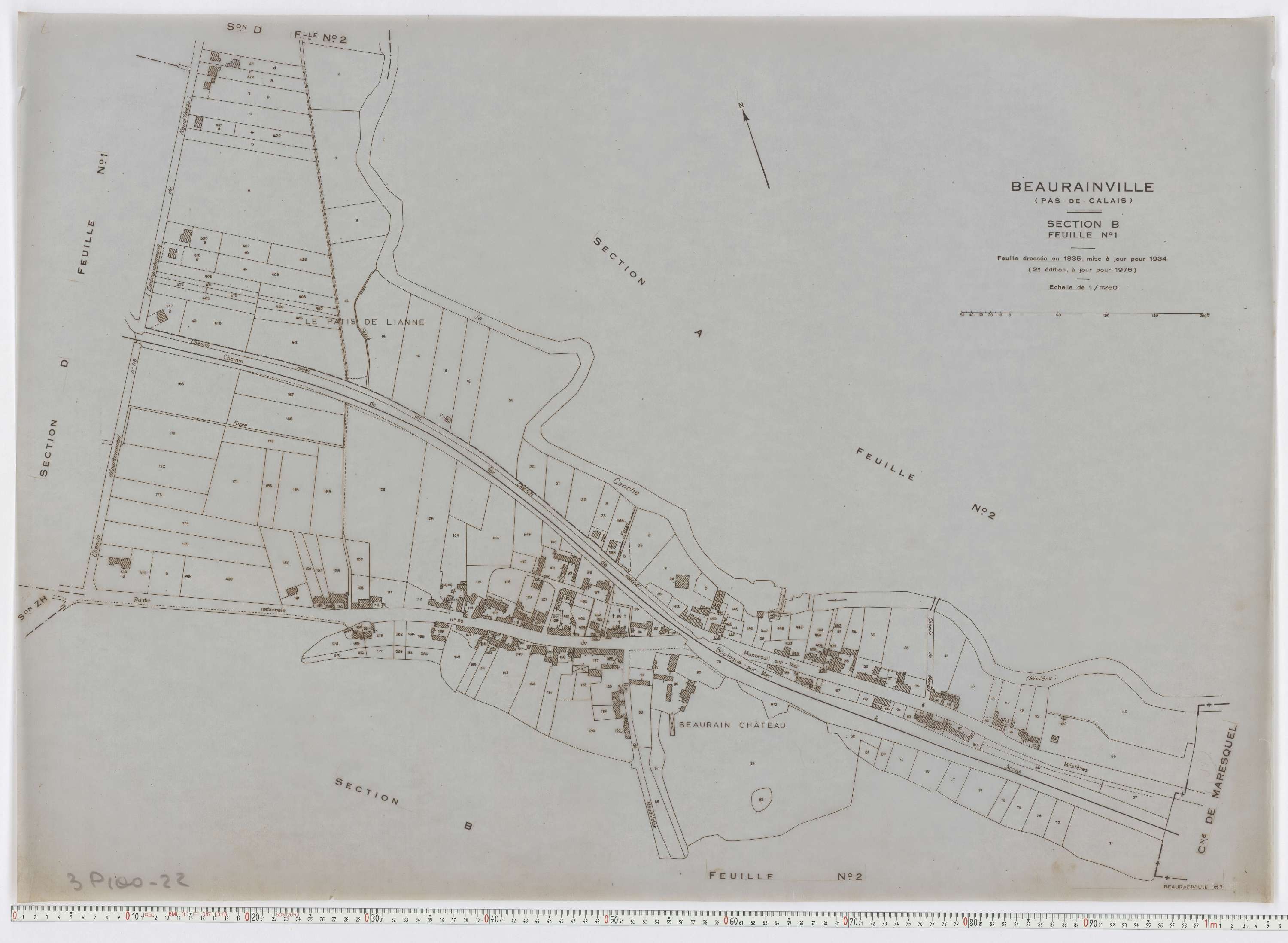 Beaurainville - Section B, feuille 1.