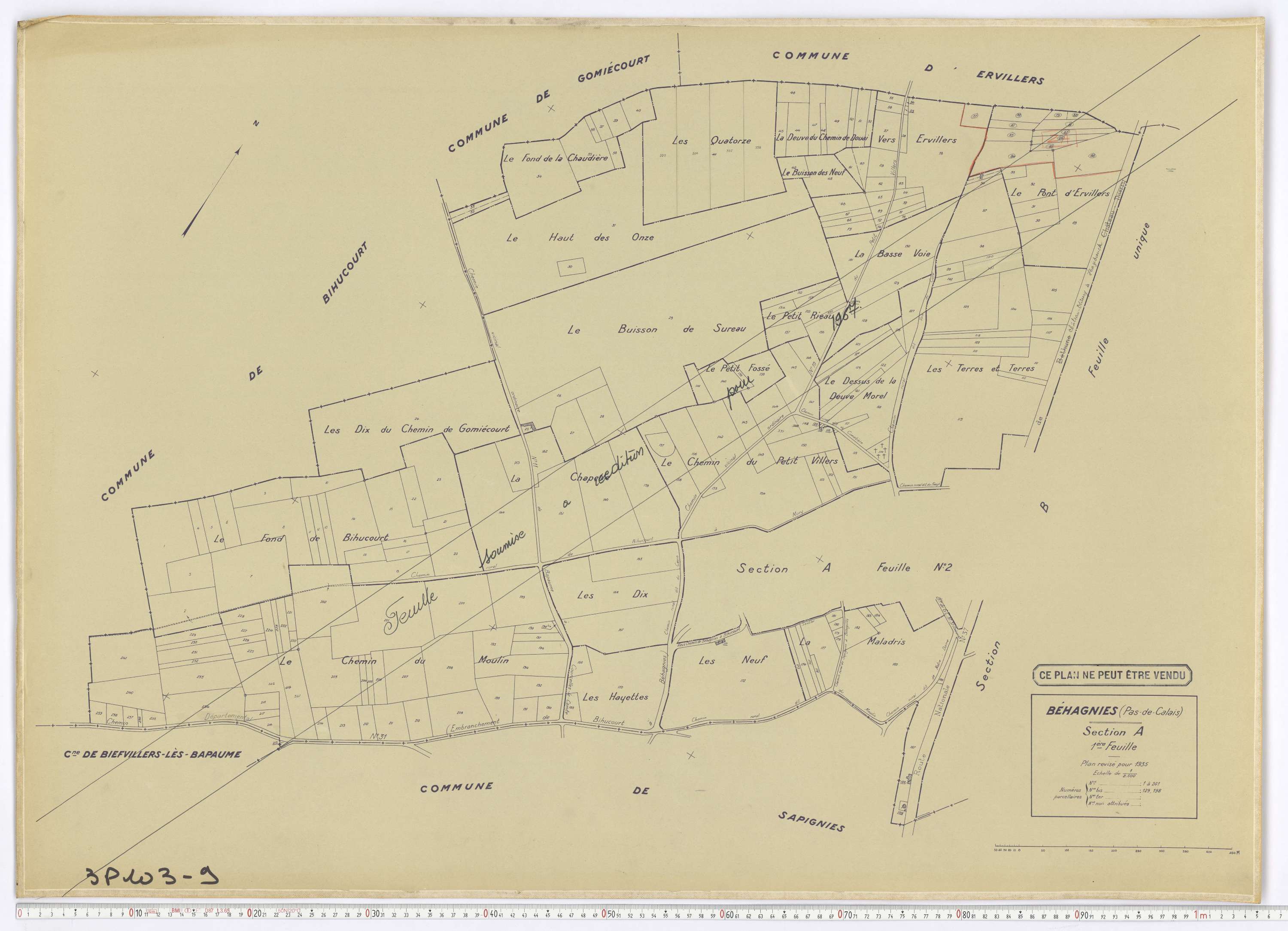 Béhagnies - Section A, feuille 1.