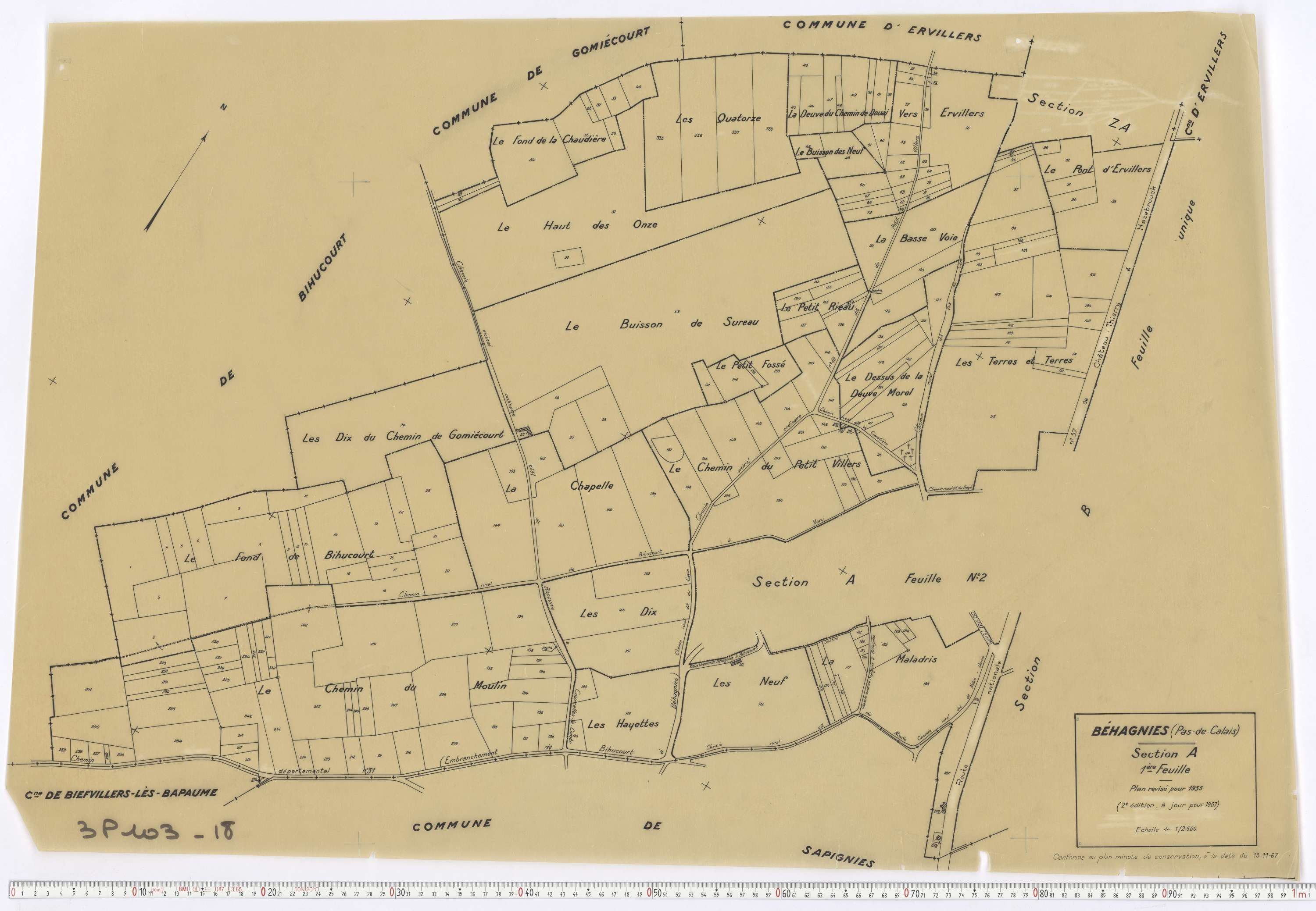 Béhagnies - Section A, feuille 1.