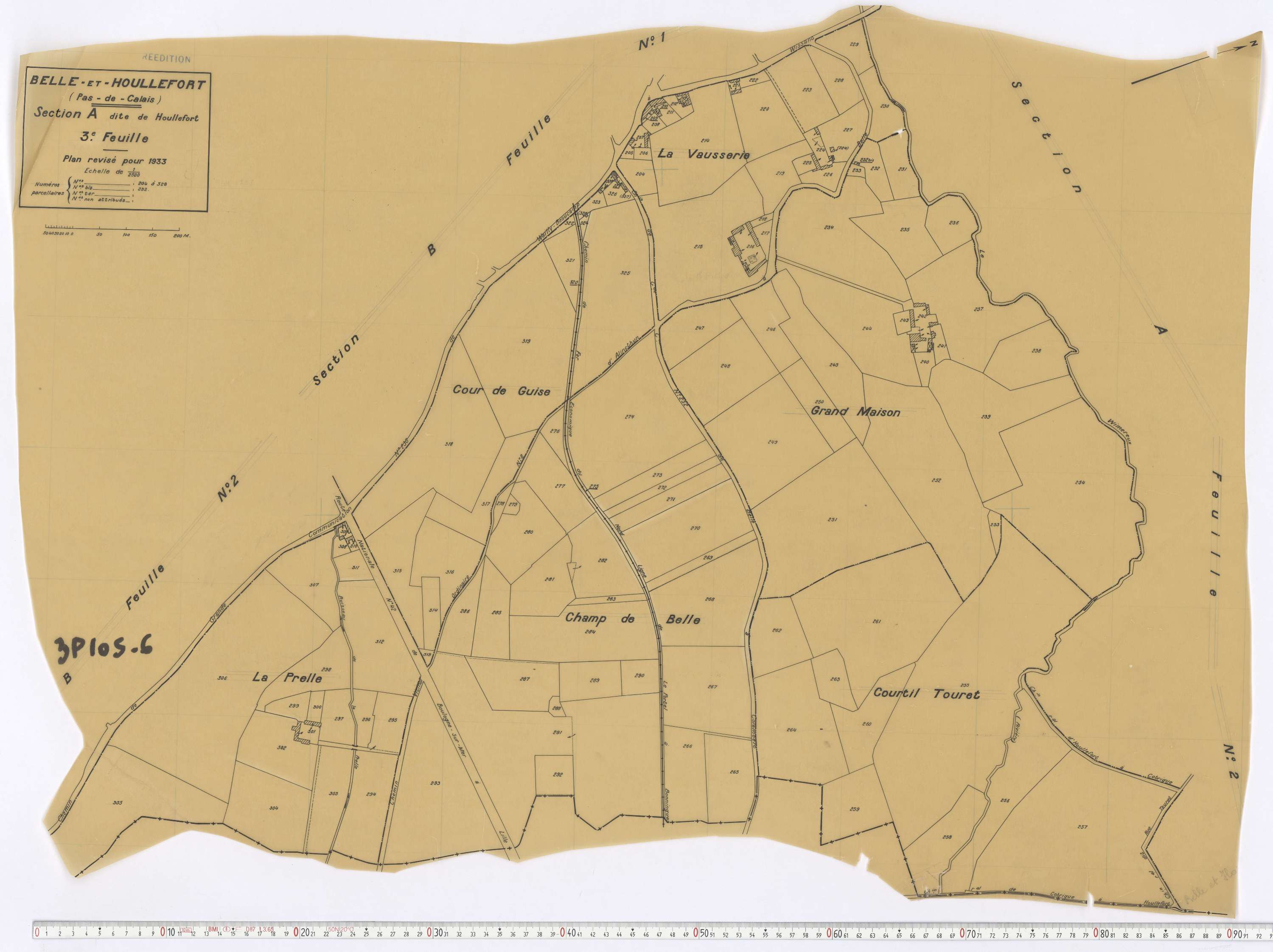 Belle-et-Houllefort - Section A, feuille 3.