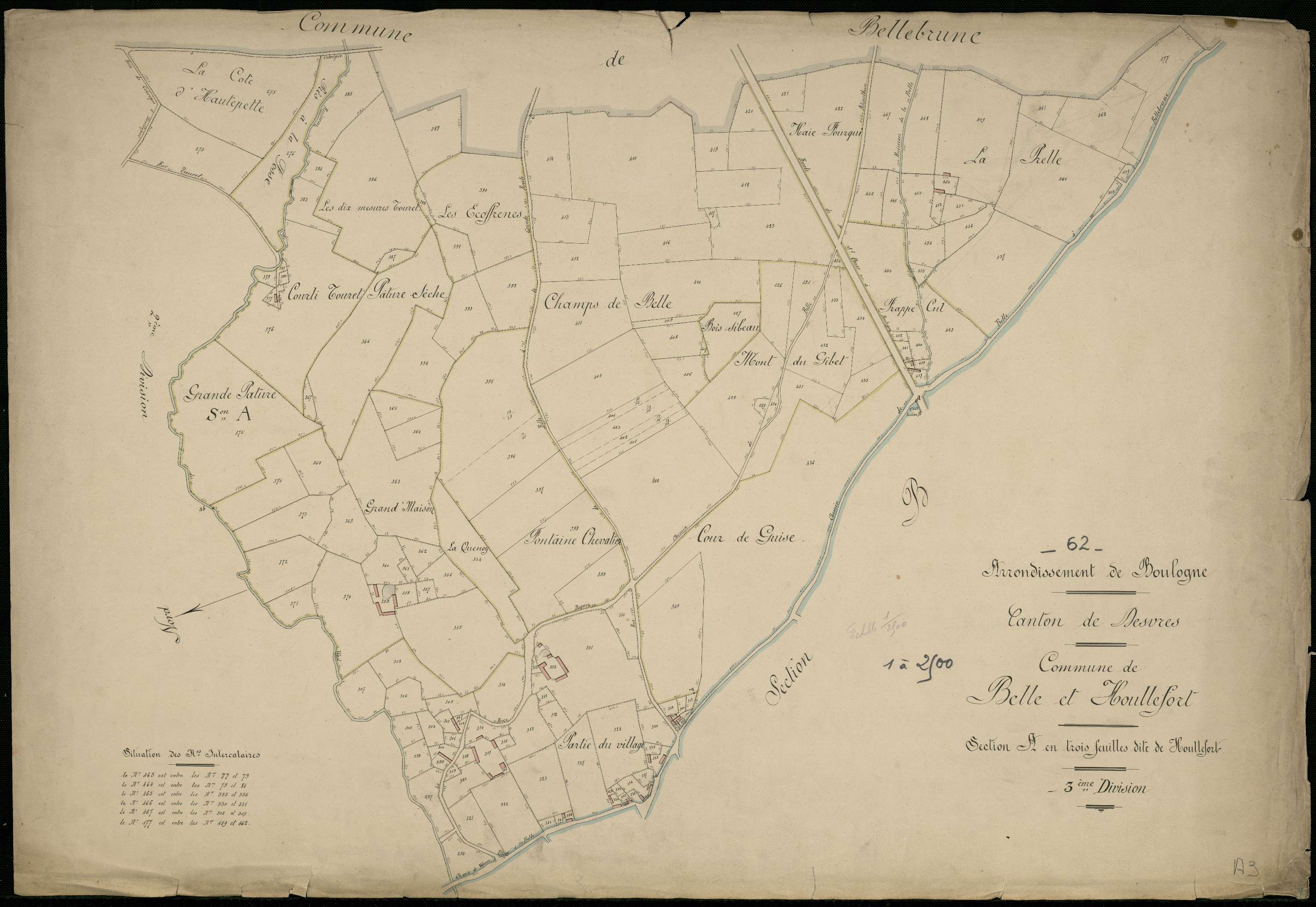 Belle-et-Houllefort - Section A, 3e feuille